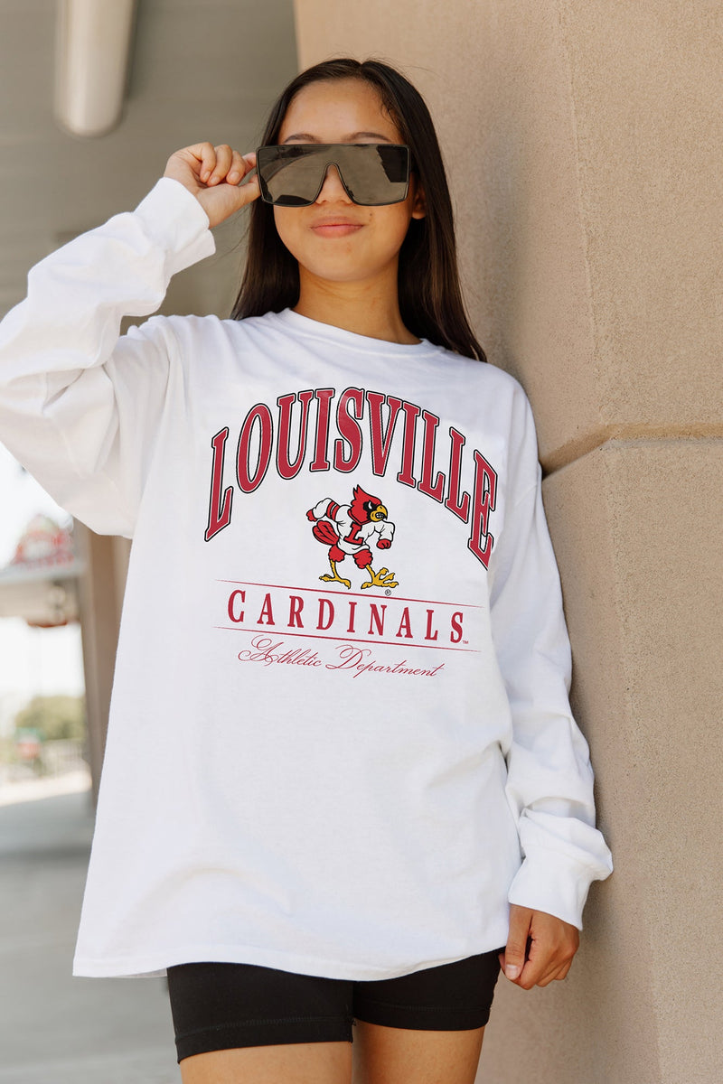 LOUISVILLE CARDINALS UP YOUR GAME OVERSIZED CREWNECK TEE BY MADI PREWETT  TROUTT