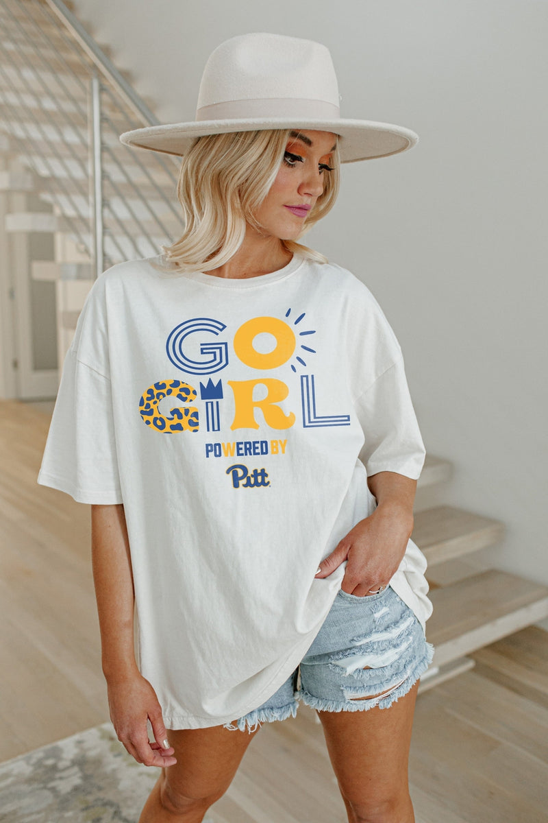 Women's Gameday Couture White Pitt Panthers PoweredBy Go Girl Oversized  T-Shirt