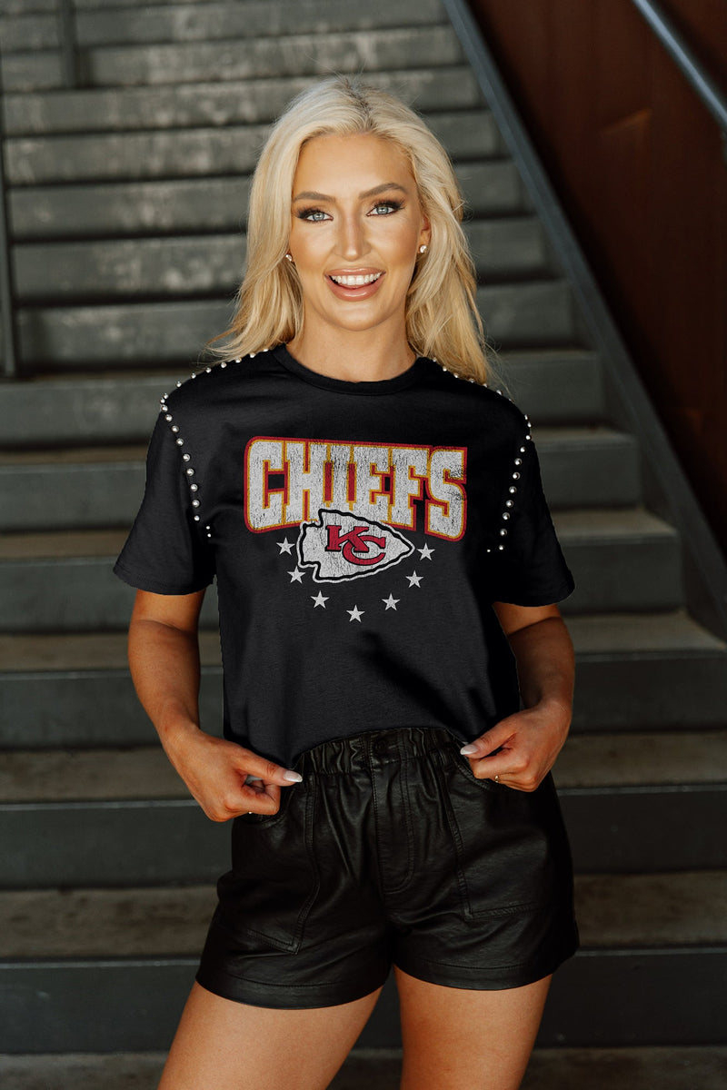 Kansas City Chiefs Women's Crewneck Crop Top T-shirt Short Sleeve Tee  Outwear