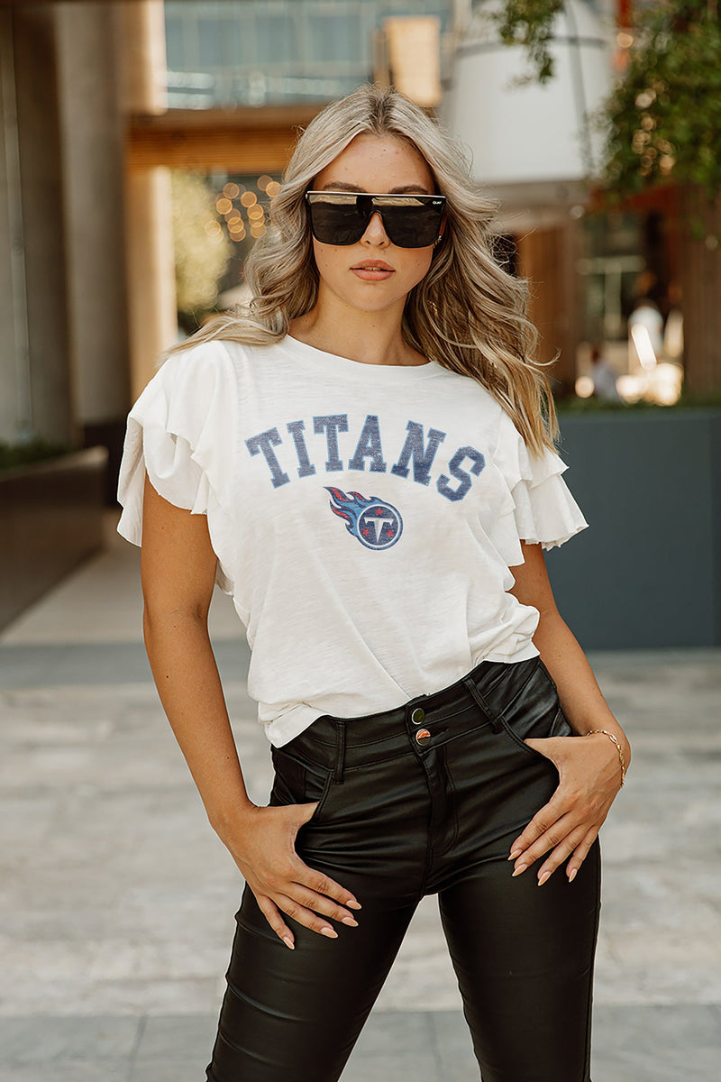 TENNESSEE TITANS TACKLE TITAN SHORT SLEEVE BOYFRIEND FIT WASHED TEE