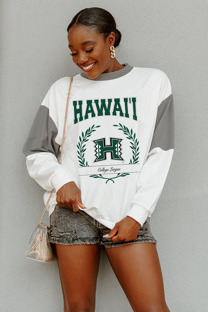 Hawaii Warriors Gameday Couture Women's All We've Got Premium Fleece Drop  Shoulder Pullover Sweatshirt - White