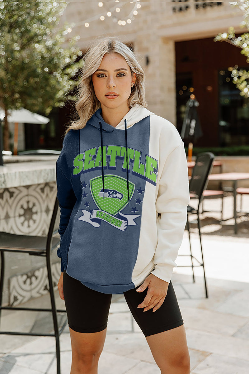 GC x NFL Seattle Seahawks Take The Field Tri-Color Block Hooded Fleece Pullover M / Navy/Ivory