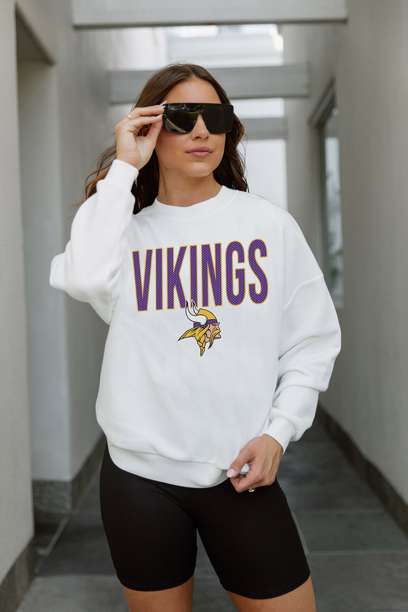 GC x NFL Minnesota Vikings Just Go with It Premium Fleece Drop Shoulder Crewneck Pullover M / White