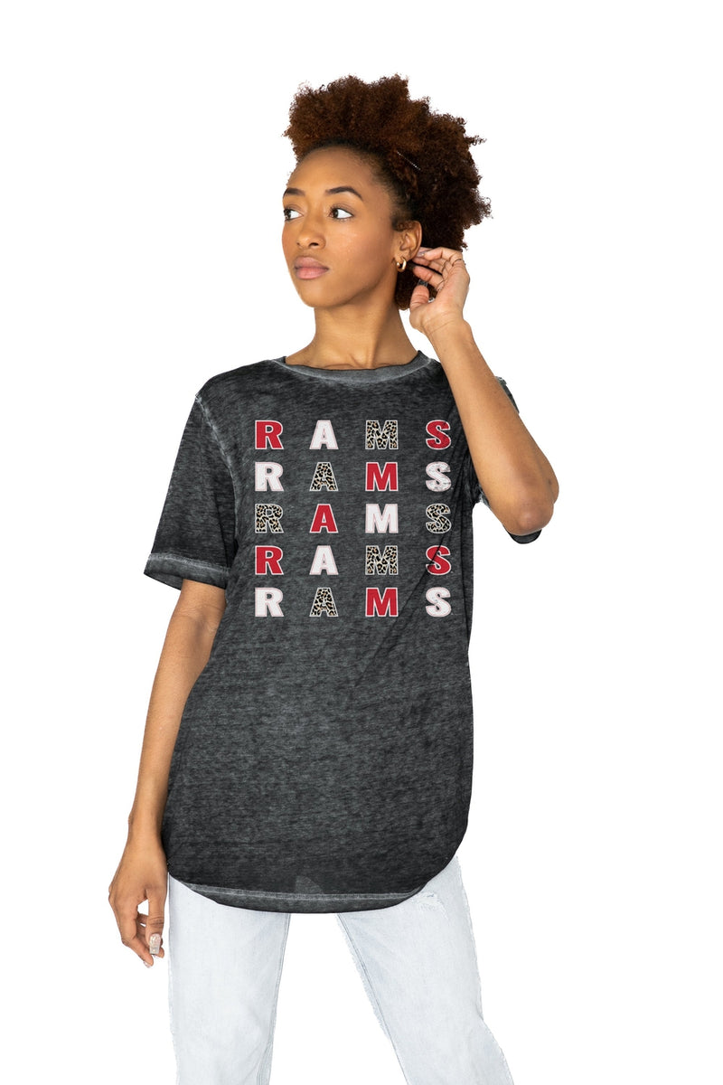 GC Winston-Salem State Rams Running Wild Acid Wash Boyfriend Tee S / Charcoal