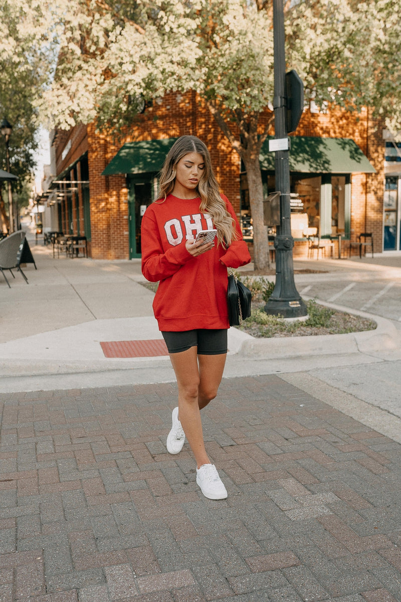 LOUISVILLE CARDINALS ALLSTAR EMBELLISHED SLEEVE CREWNECK PULLOVER BY MADI  PREWETT TROUTT