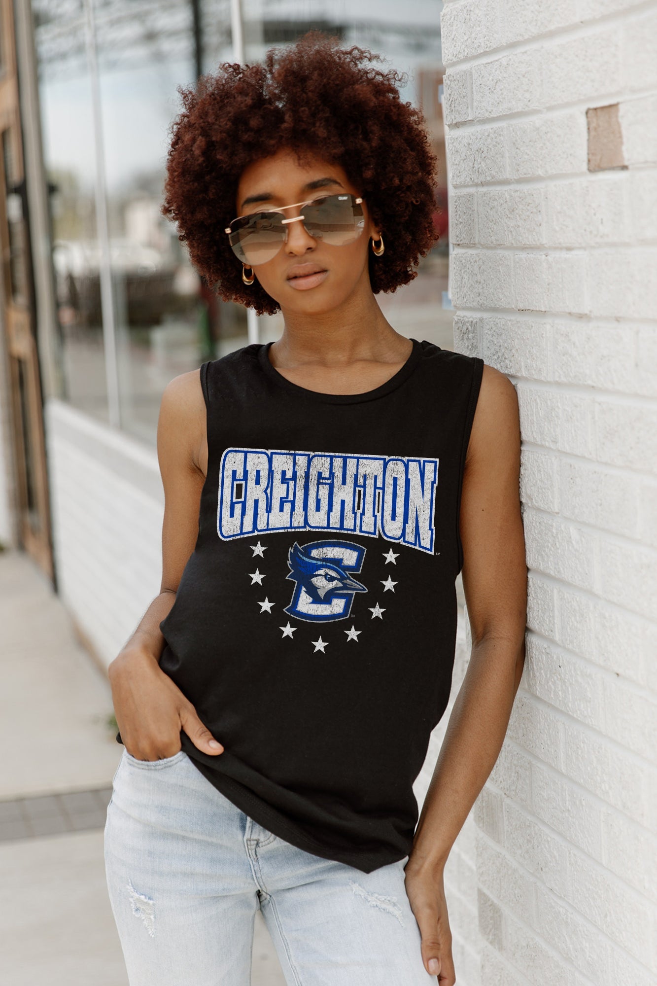 CREIGHTON BLUEJAYS BABY YOU'RE A STAR RACERBACK TANK TOP