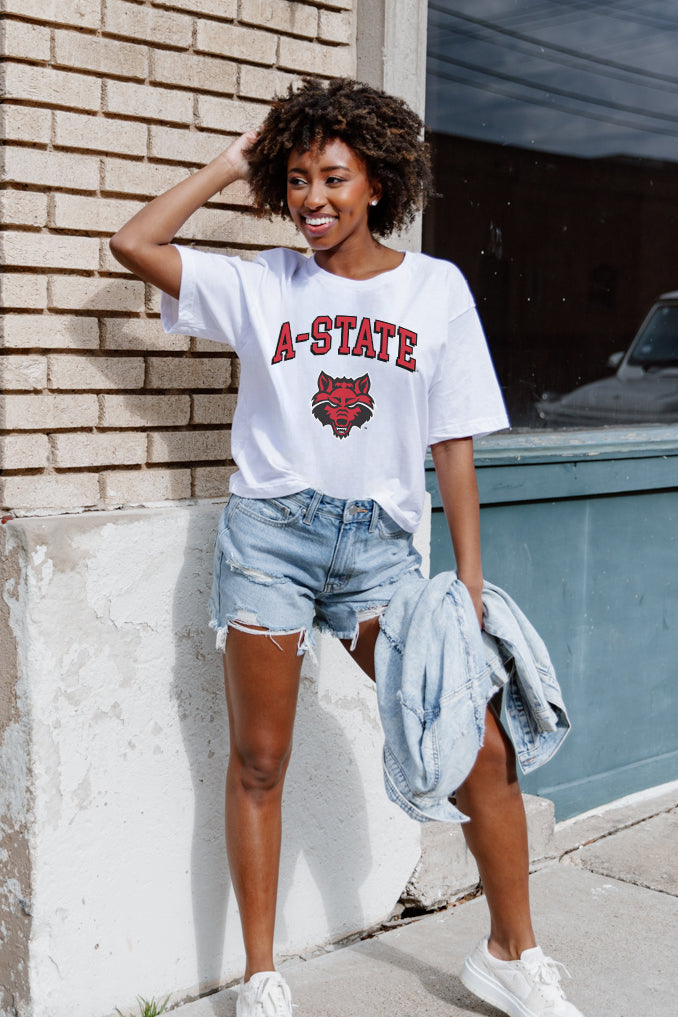 ARKANSAS STATE RED WOLVES AROUND WE GO SHORT SLEEVE FLOWY TEE