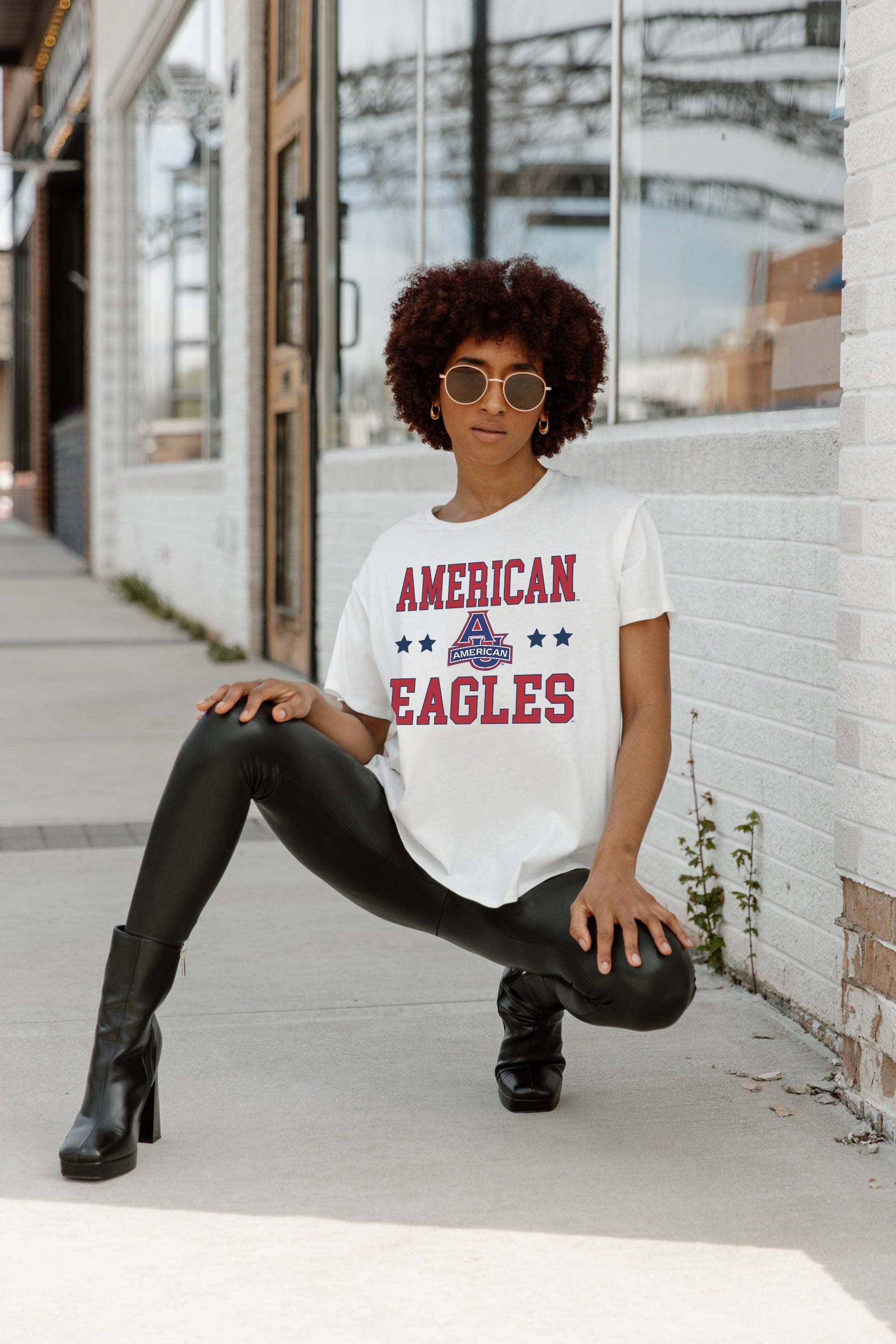 AMERICAN UNIVERSITY EAGLES TO THE POINT SHORT SLEEVE FLOWY TEE