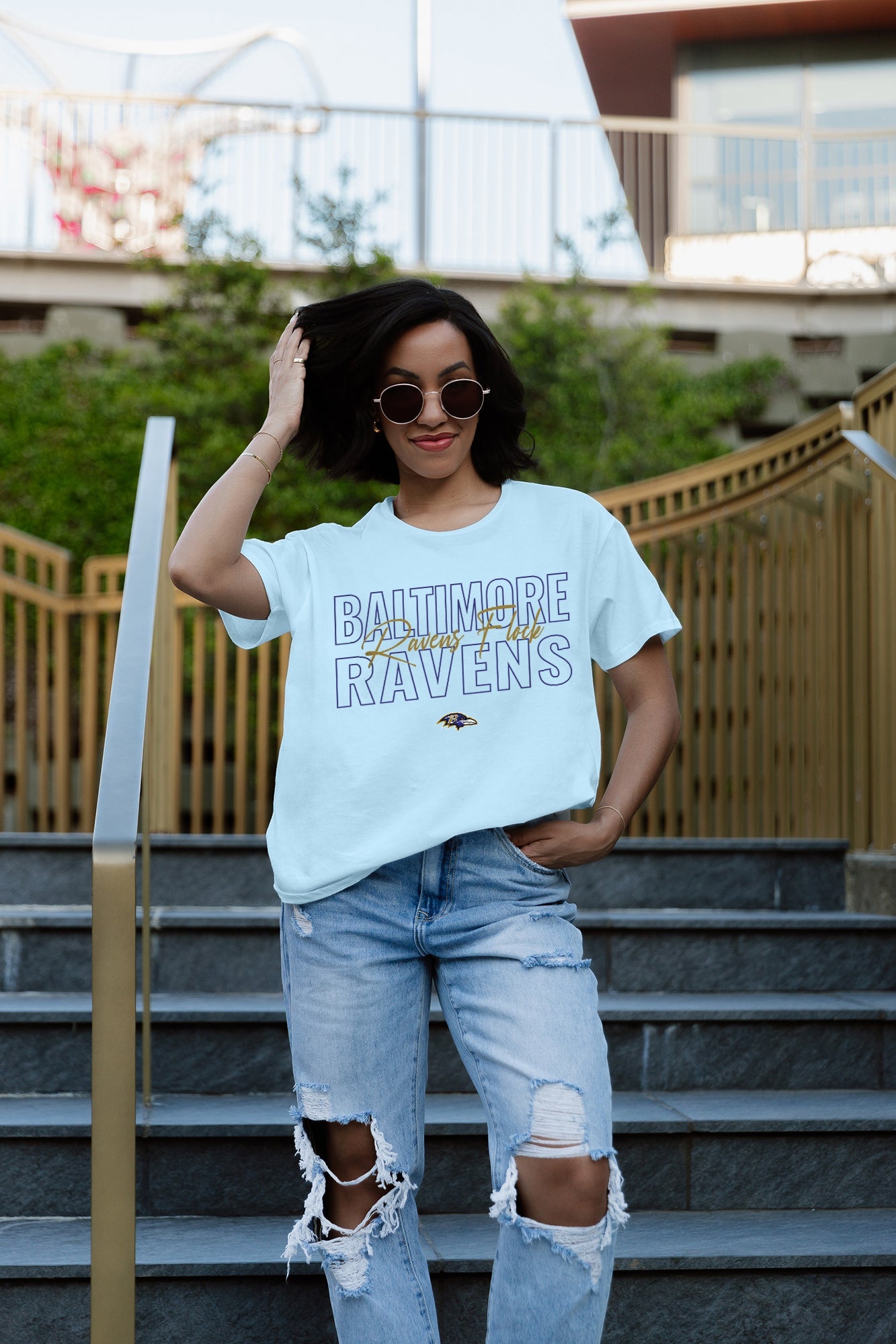 BALTIMORE RAVENS NO LIMITS SHORT SLEEVE FLOWY TEE