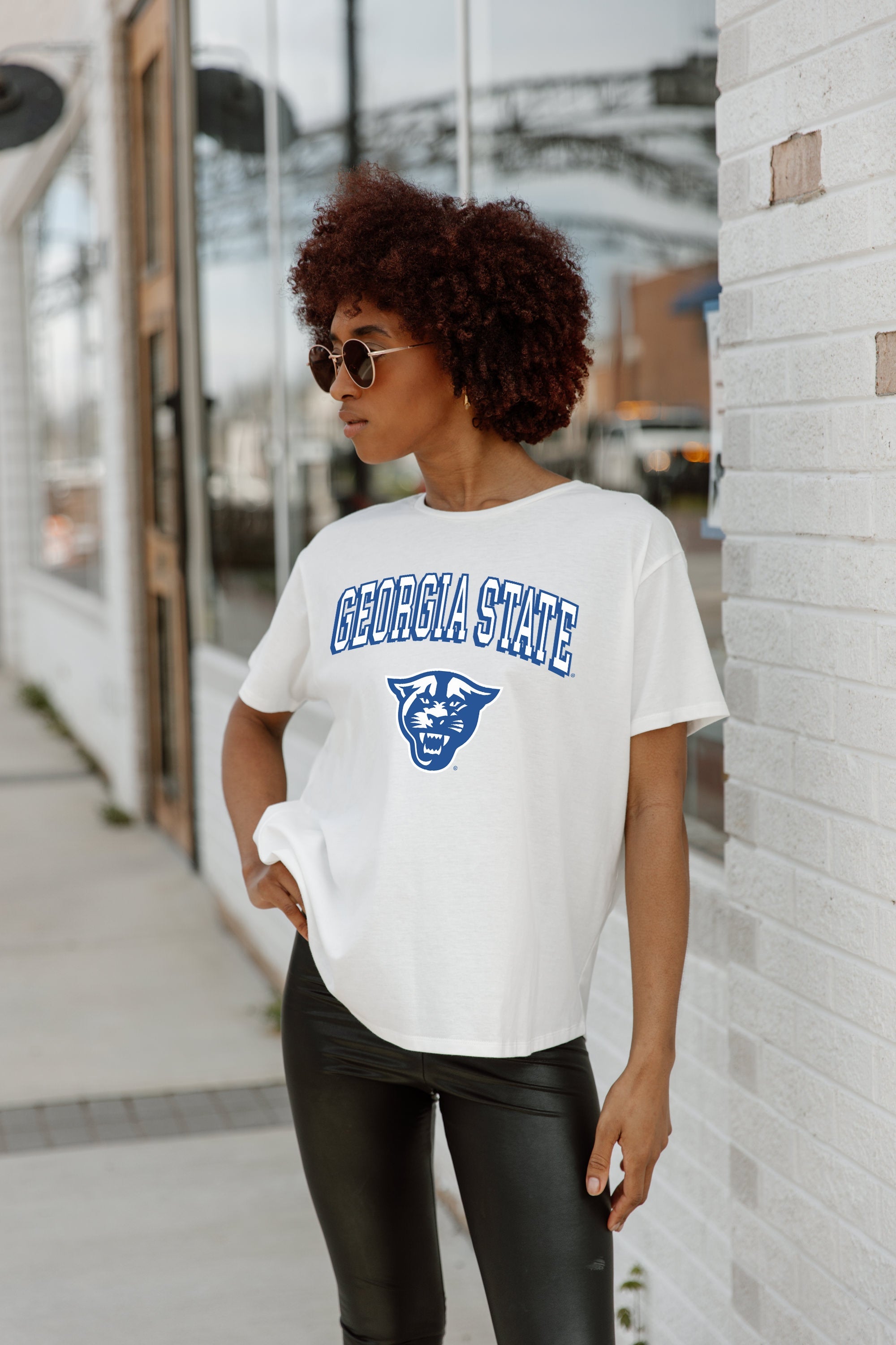 GEORGIA STATE PANTHERS AROUND WE GO SHORT SLEEVE FLOWY TEE