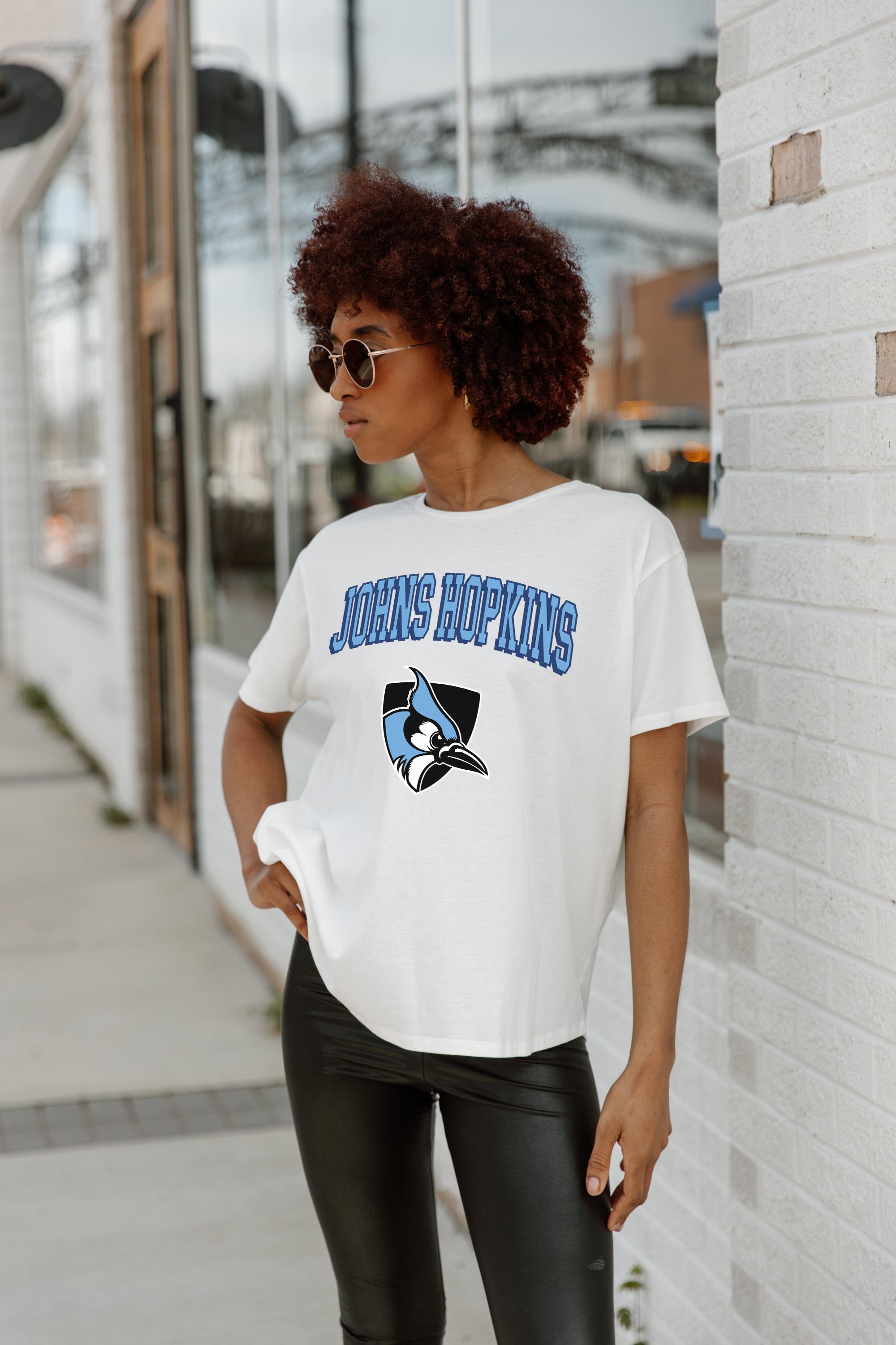 JOHNS HOPKINS BLUEJAYS AROUND WE GO SHORT SLEEVE FLOWY TEE