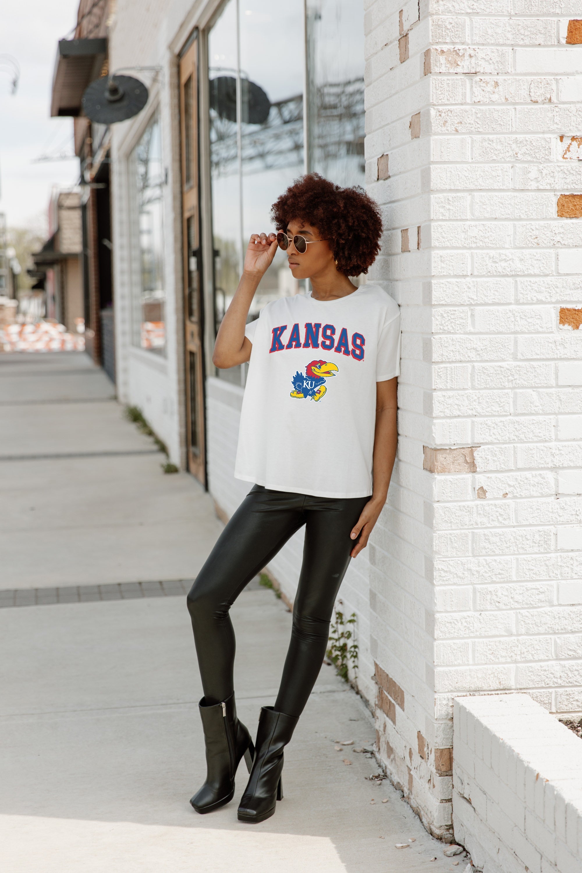 KANSAS JAYHAWKS AROUND WE GO SHORT SLEEVE FLOWY TEE