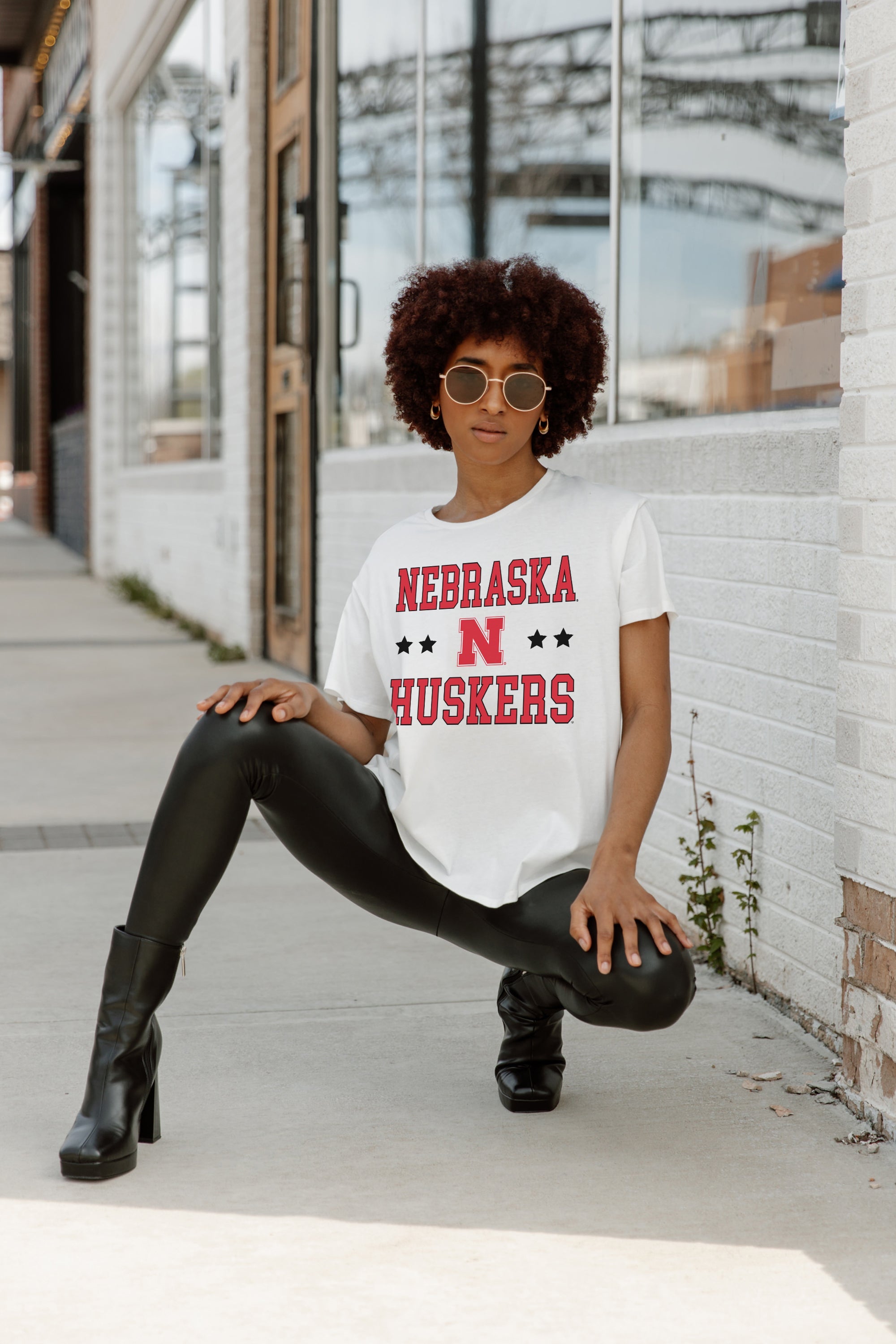 NEBRASKA CORNHUSKERS TO THE POINT SHORT SLEEVE FLOWY TEE