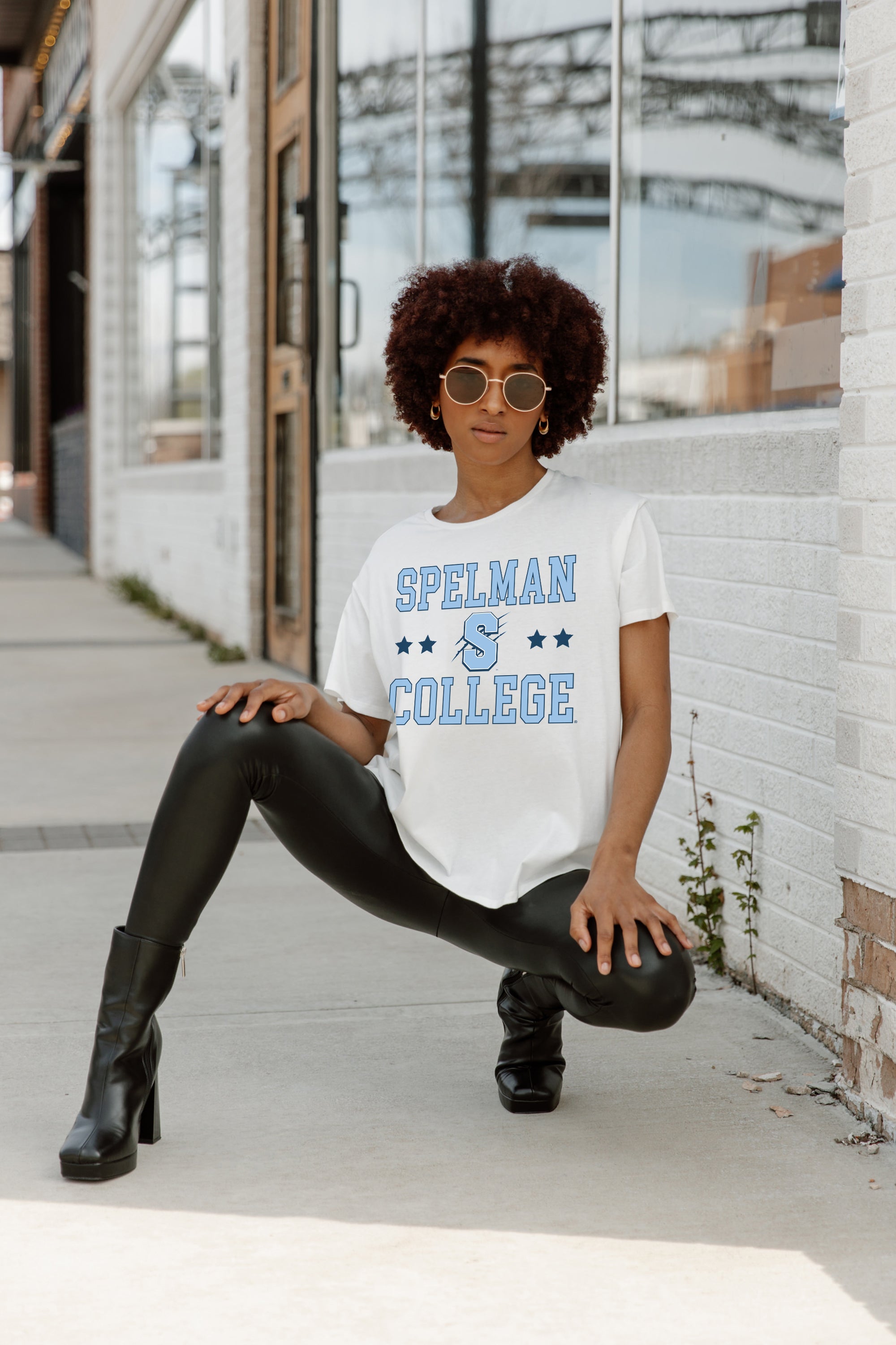 SPELMAN COLLEGE JAGUARS TO THE POINT SHORT SLEEVE FLOWY TEE