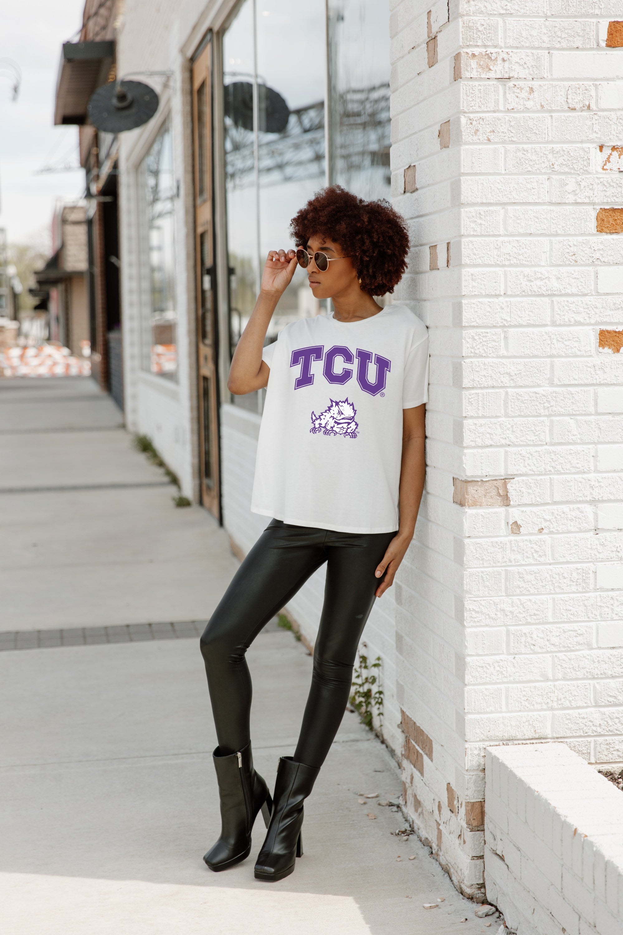 TCU HORNED FROGS AROUND WE GO SHORT SLEEVE FLOWY TEE