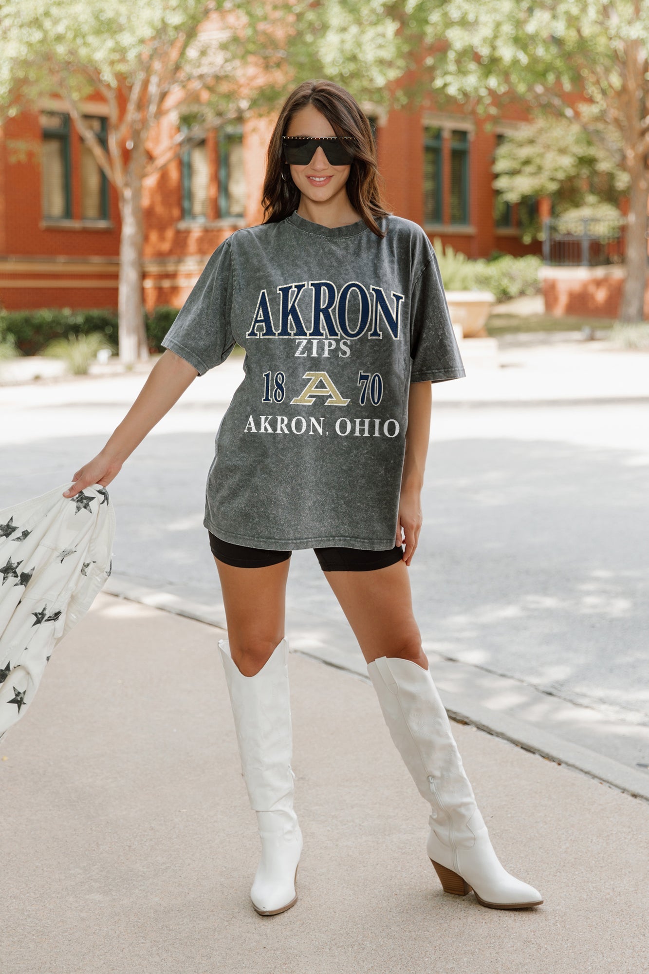 AKRON ZIPS THROWBACK OVERSIZED CREWNECK TEE