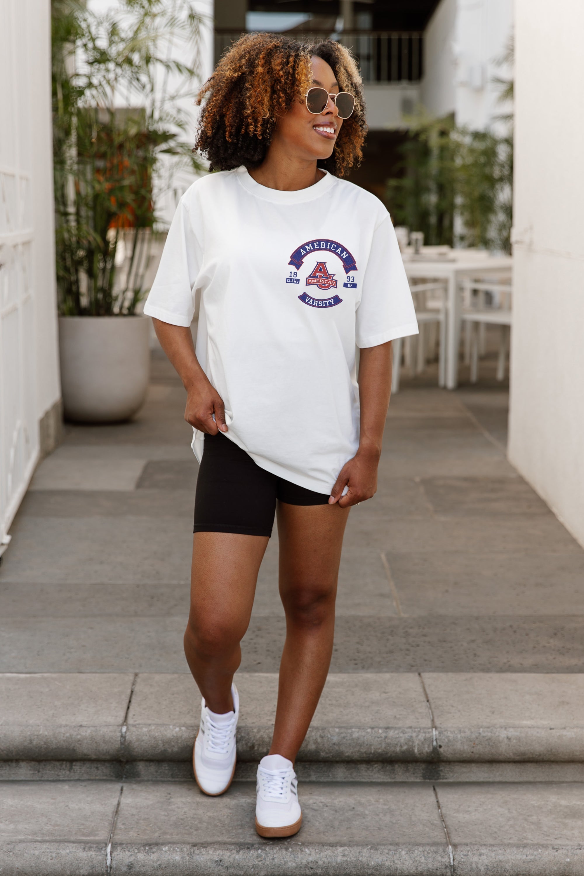 AMERICAN UNIVERSITY EAGLES OUT OF BOUNDS OVERSIZED CREWNECK TEE