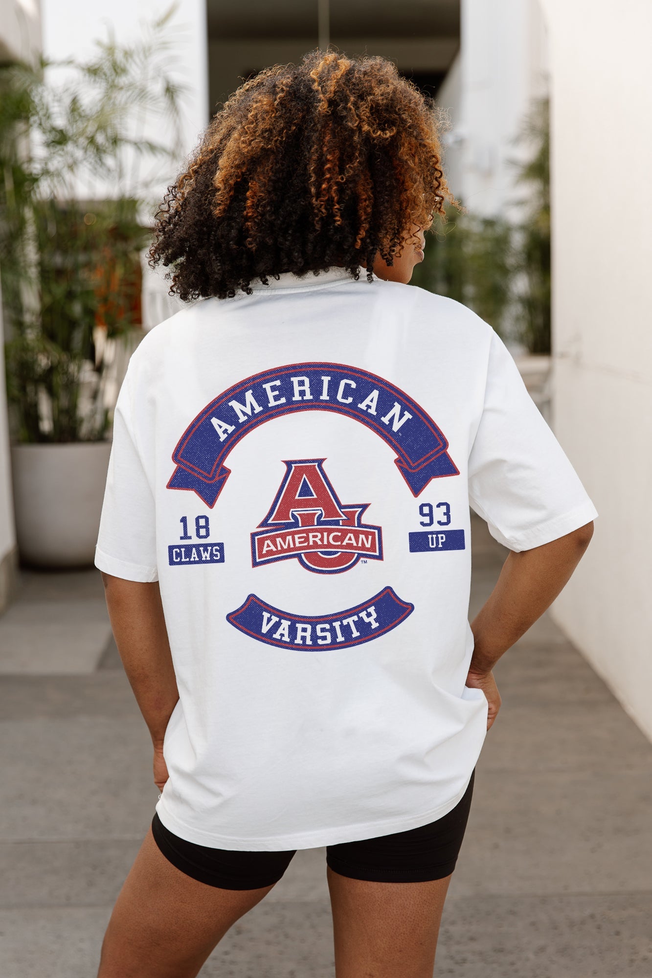 AMERICAN UNIVERSITY EAGLES OUT OF BOUNDS OVERSIZED CREWNECK TEE