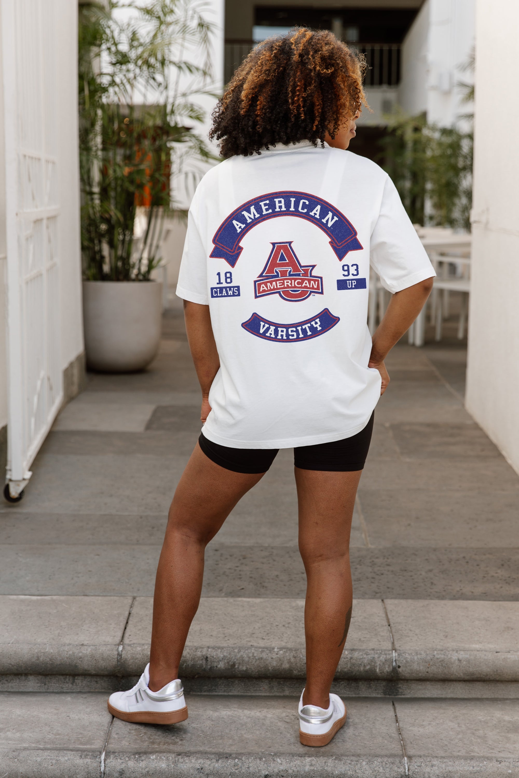 AMERICAN UNIVERSITY EAGLES OUT OF BOUNDS OVERSIZED CREWNECK TEE