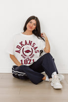 ARKANSAS RAZORBACKS GO FOR TWO OVERSIZED CREWNECK TEE BY MADI PREWETT TROUTT