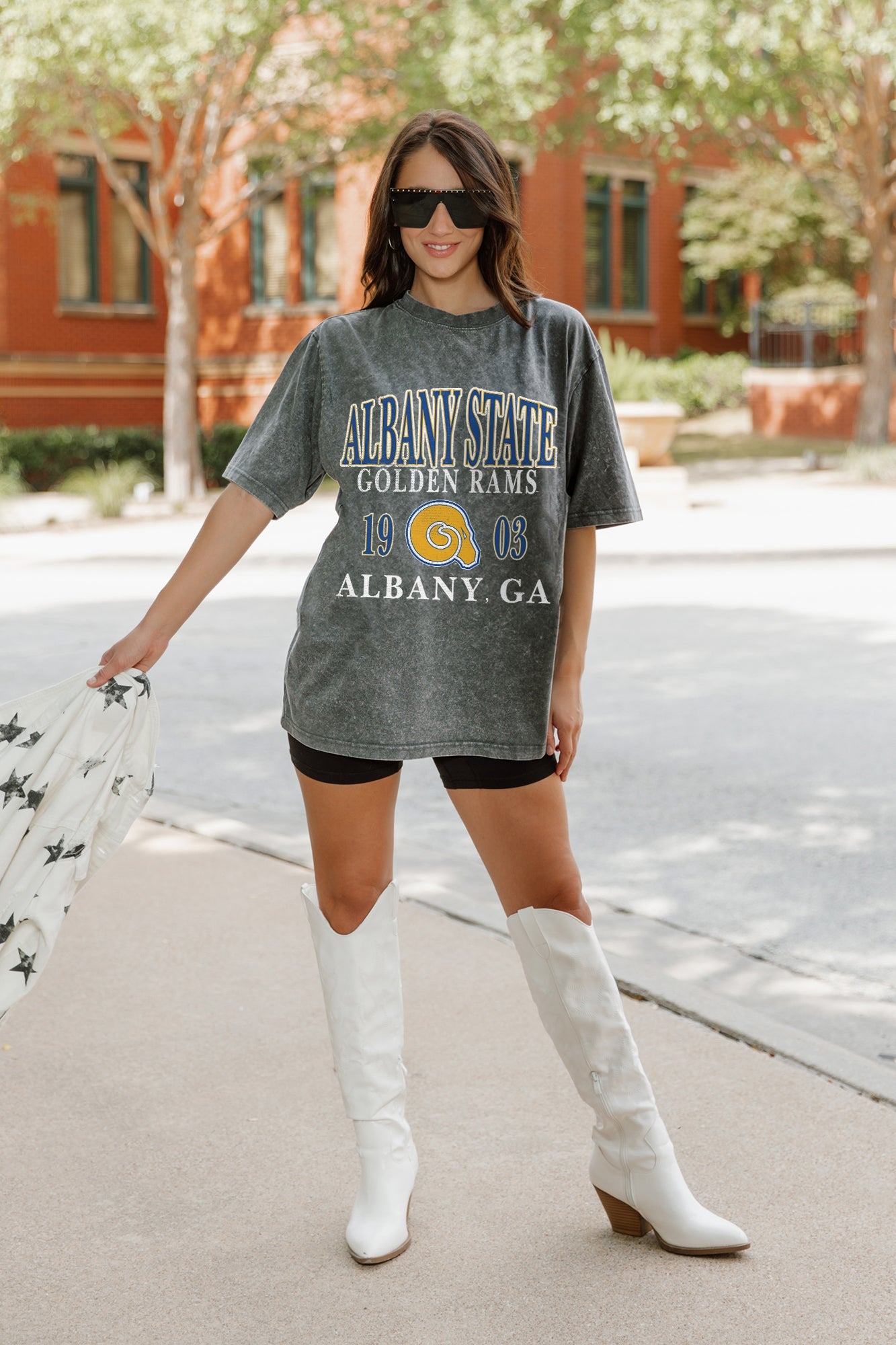 ALBANY STATE GOLDEN RAMS THROWBACK OVERSIZED CREWNECK TEE