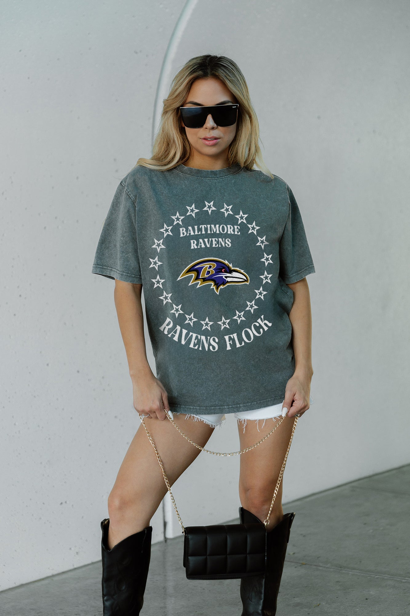 BALTIMORE RAVENS BRIGHTEST STAR OVERSIZED CREWNECK TEE