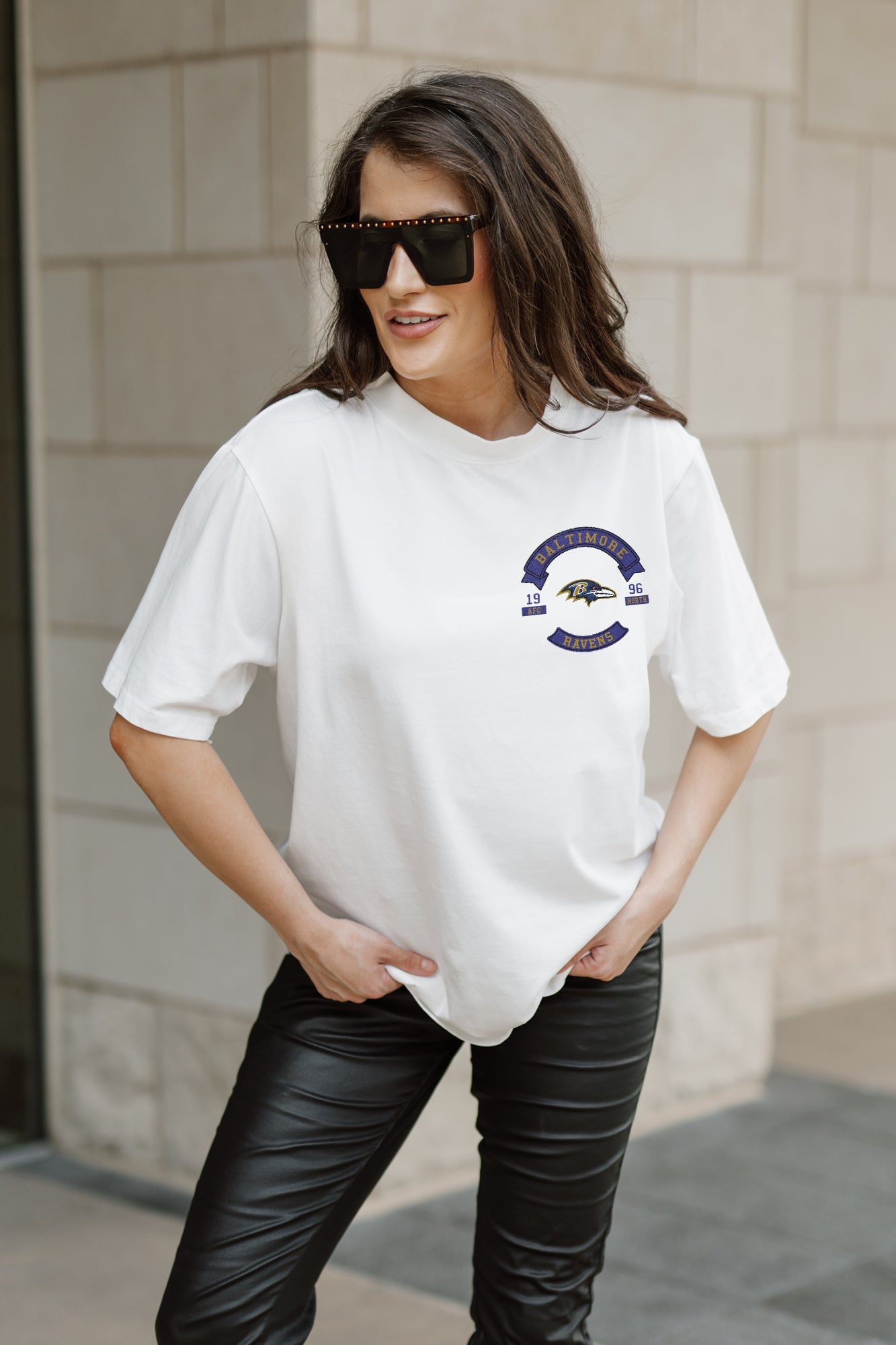 BALTIMORE RAVENS OUT OF BOUNDS OVERSIZED CREWNECK TEE