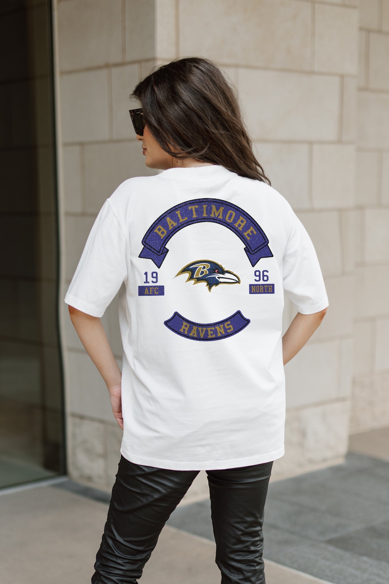 BALTIMORE RAVENS OUT OF BOUNDS OVERSIZED CREWNECK TEE