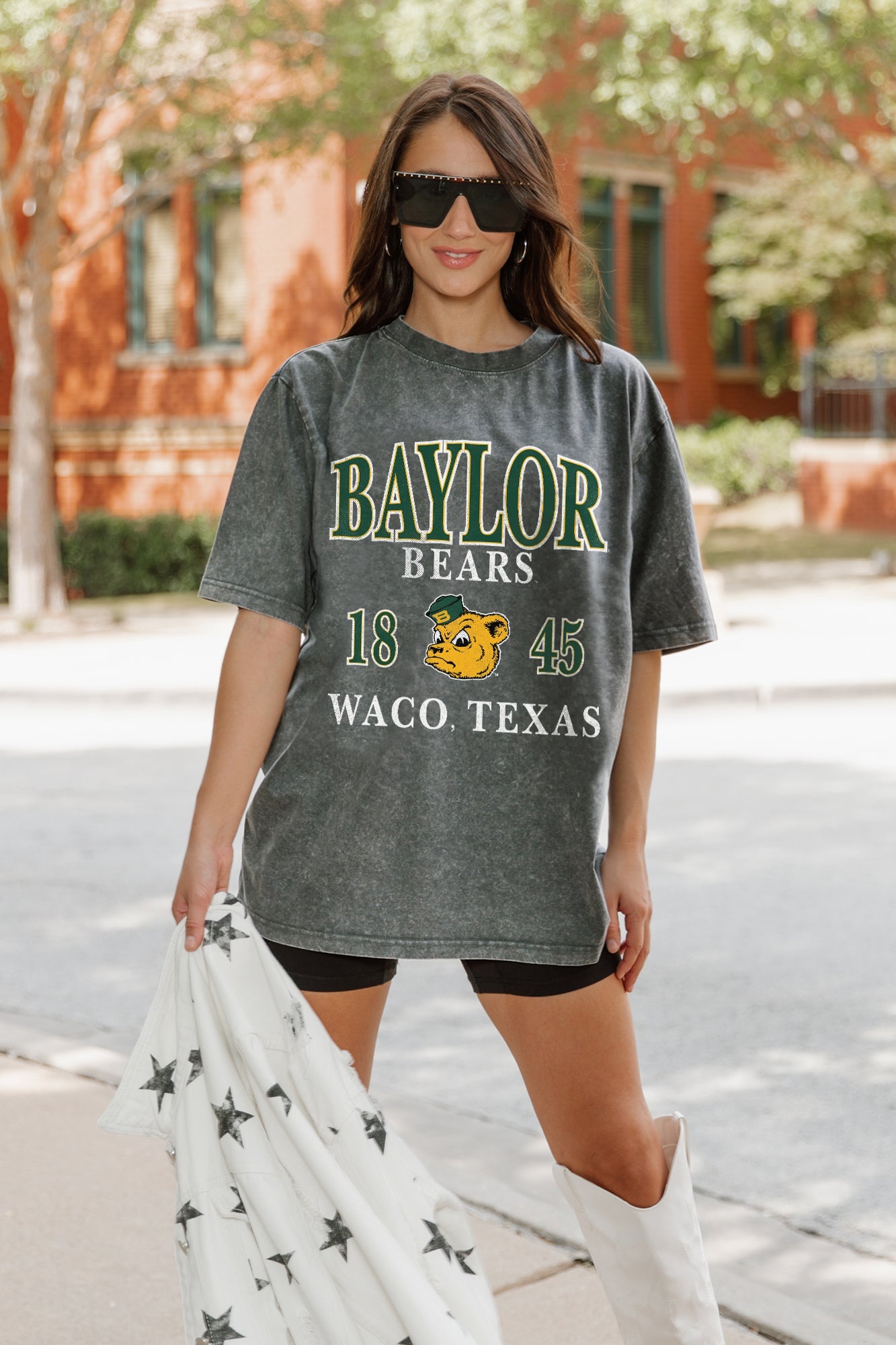 BAYLOR BEARS THROWBACK OVERSIZED CREWNECK TEE