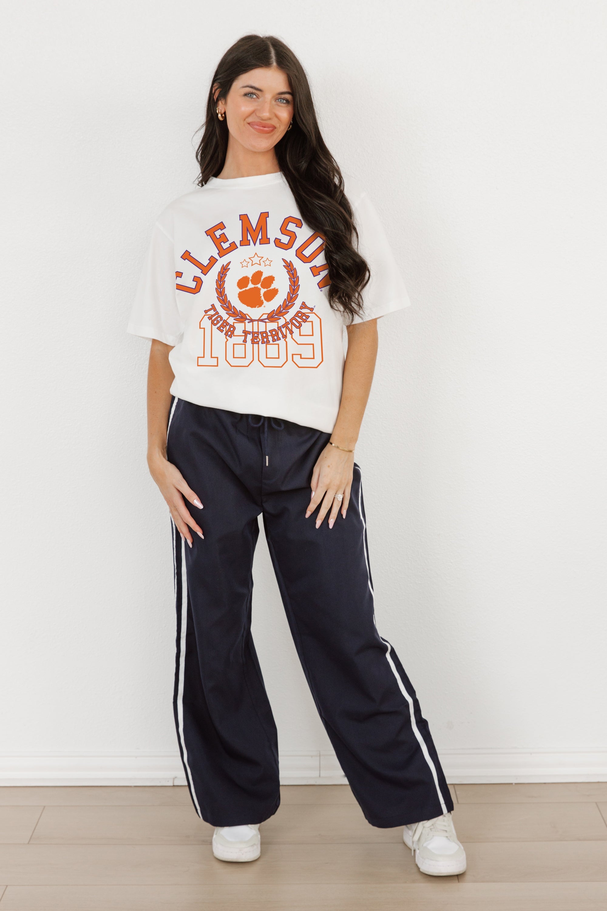 CLEMSON TIGERS GO FOR TWO OVERSIZED CREWNECK TEE BY MADI PREWETT TROUTT