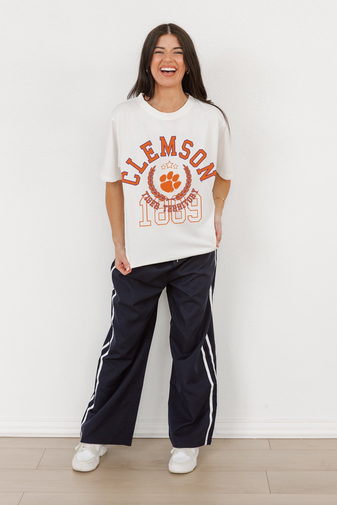 CLEMSON TIGERS GO FOR TWO OVERSIZED CREWNECK TEE BY MADI PREWETT TROUTT