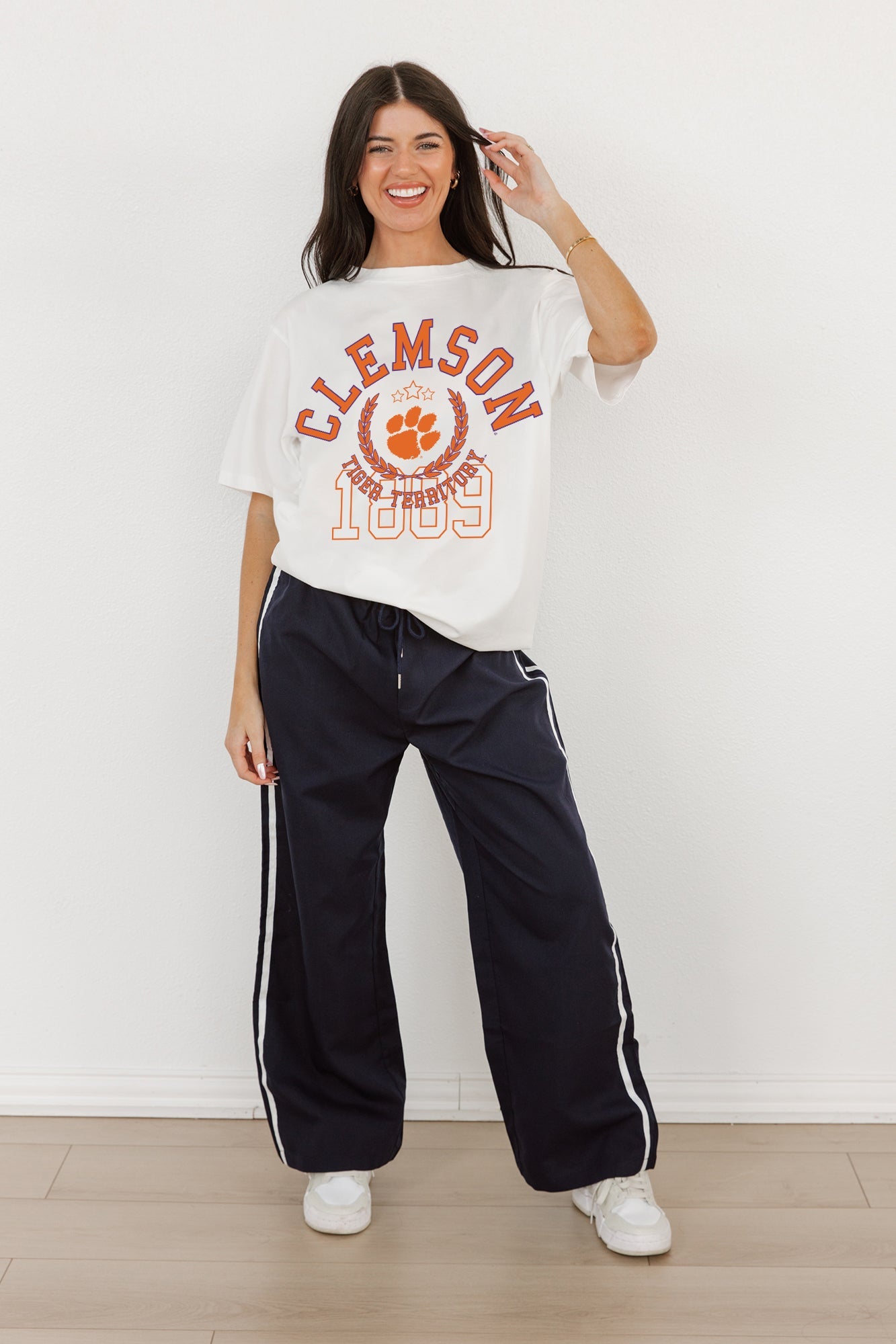 CLEMSON TIGERS GO FOR TWO OVERSIZED CREWNECK TEE BY MADI PREWETT TROUTT