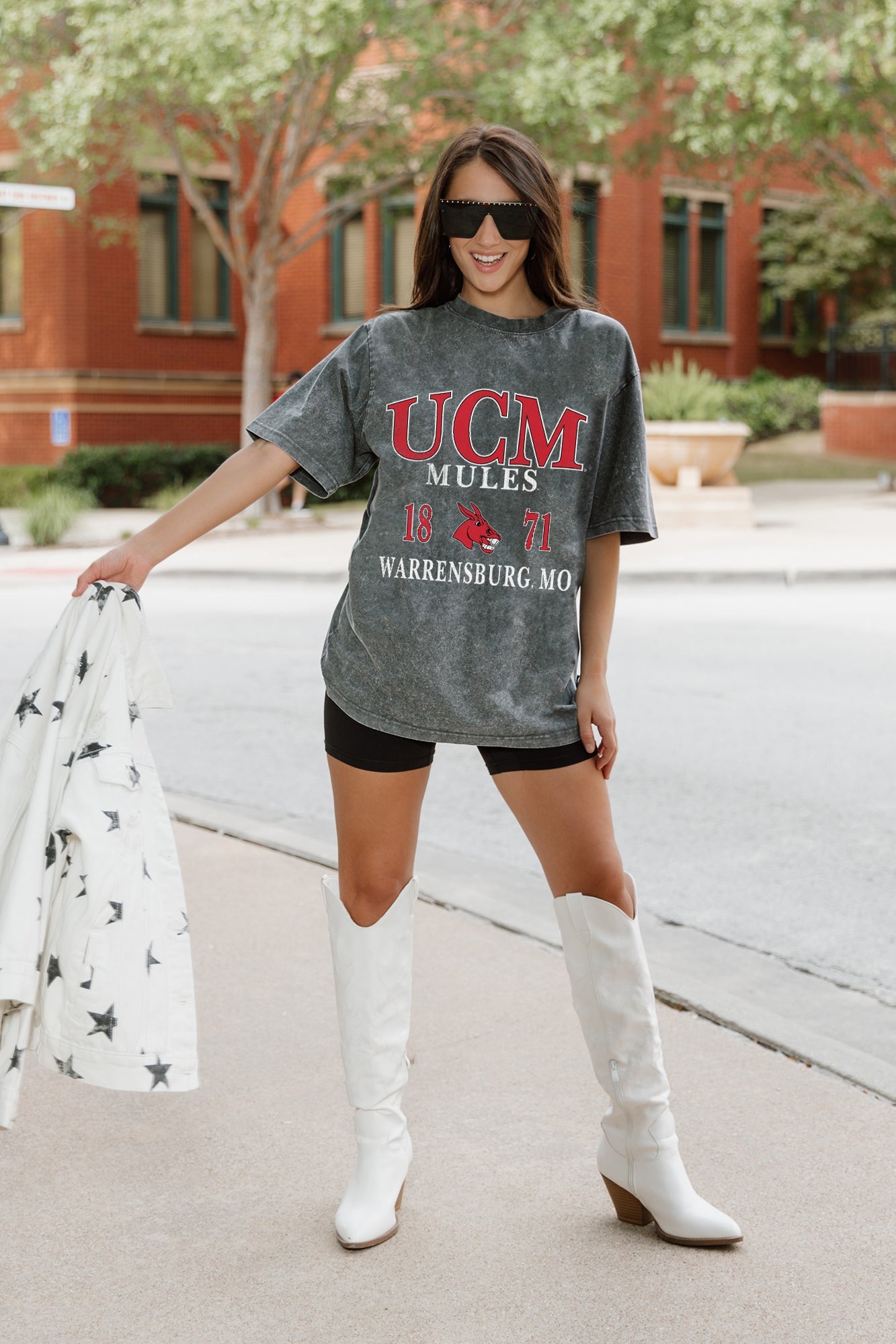 CENTRAL MISSOURI MULES THROWBACK OVERSIZED CREWNECK TEE