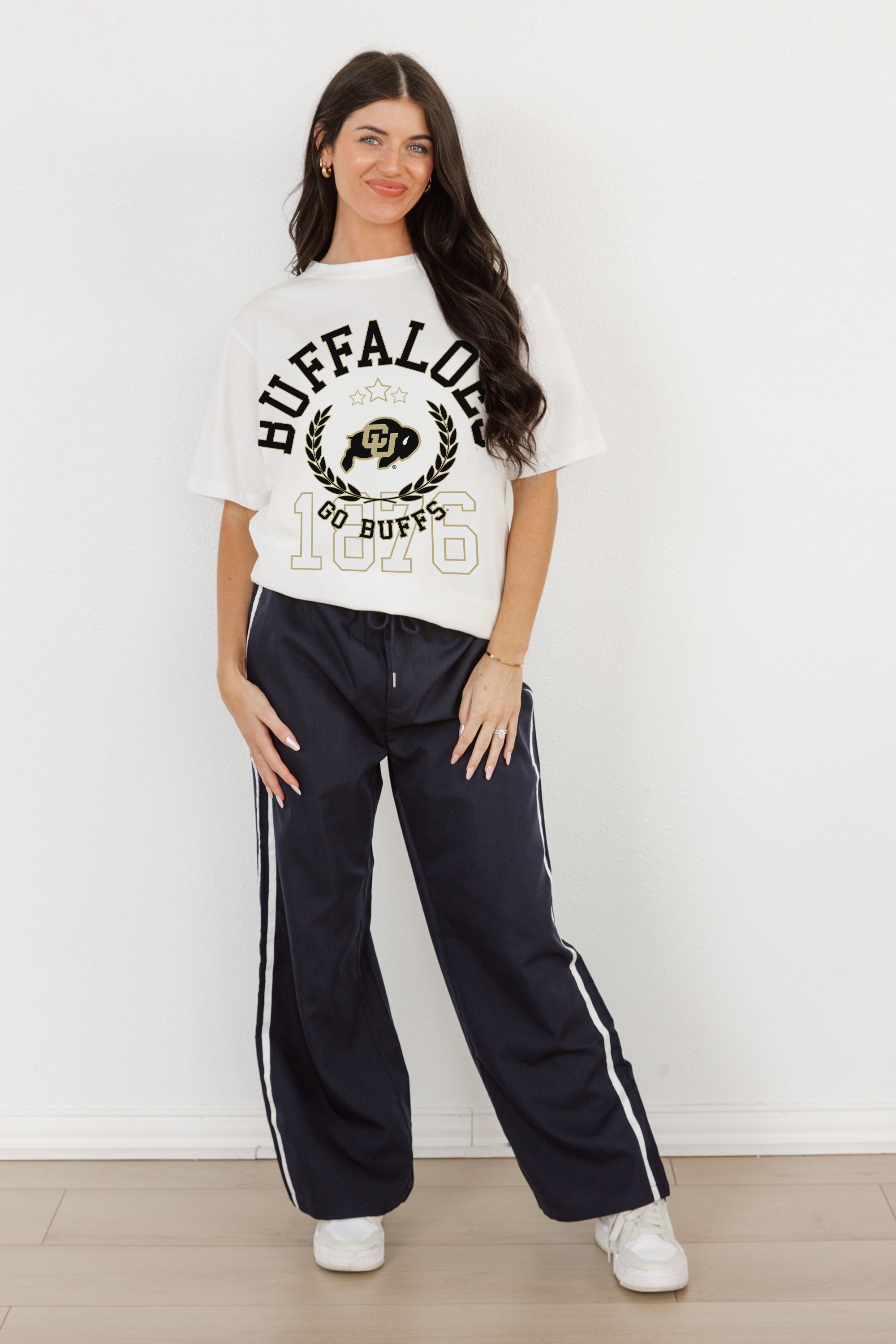 COLORADO BUFFALOES GO FOR TWO OVERSIZED CREWNECK TEE BY MADI PREWETT TROUTT