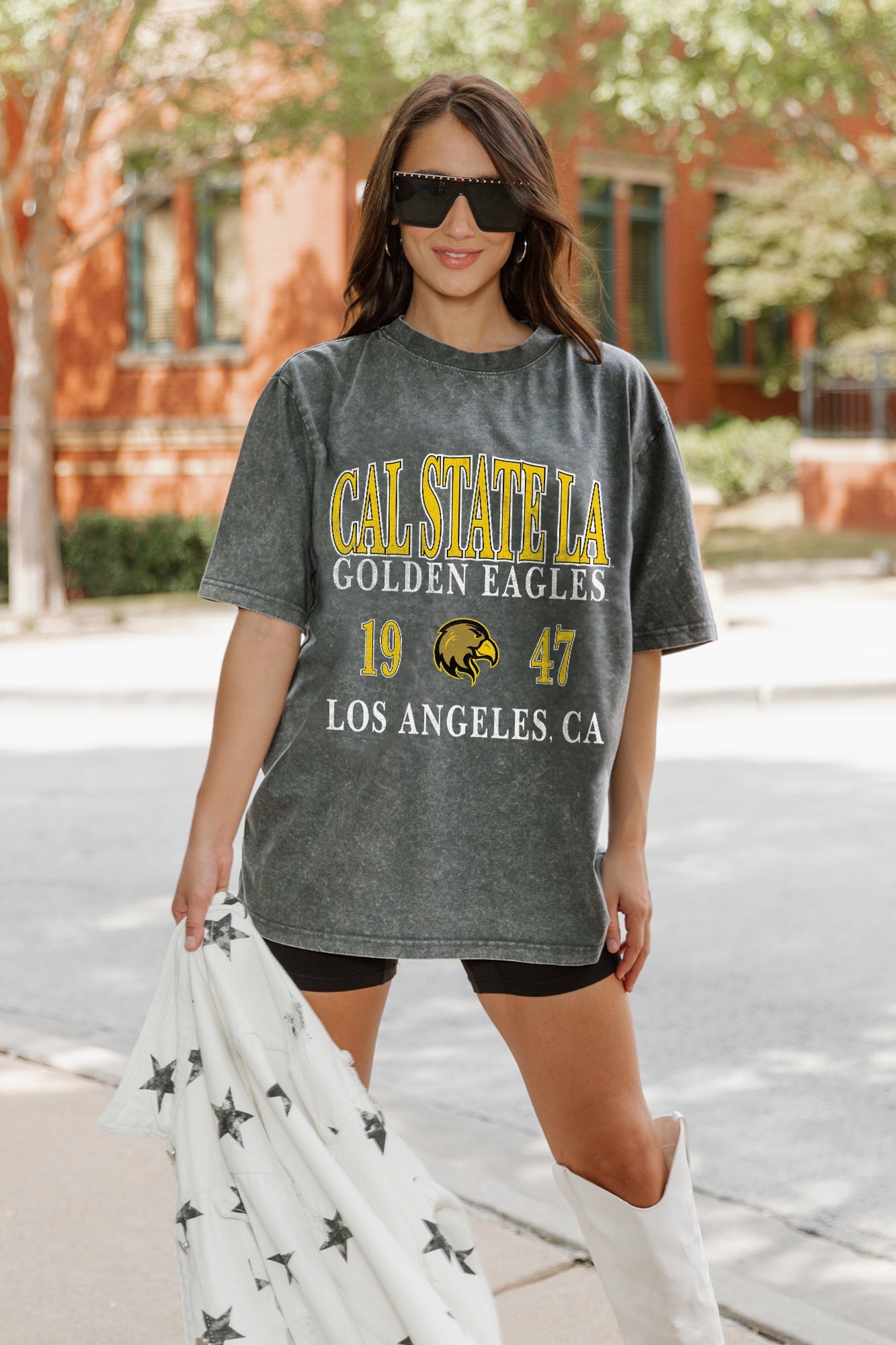 CAL STATE LOS ANGELES GOLDEN EAGLES THROWBACK OVERSIZED CREWNECK TEE