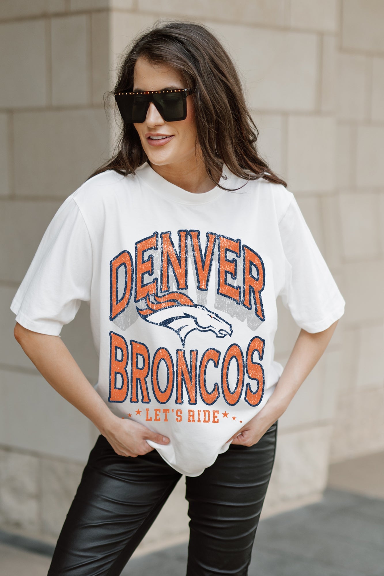 DENVER BRONCOS SHAKEDOWN OVERSIZED CREWNECK TEE