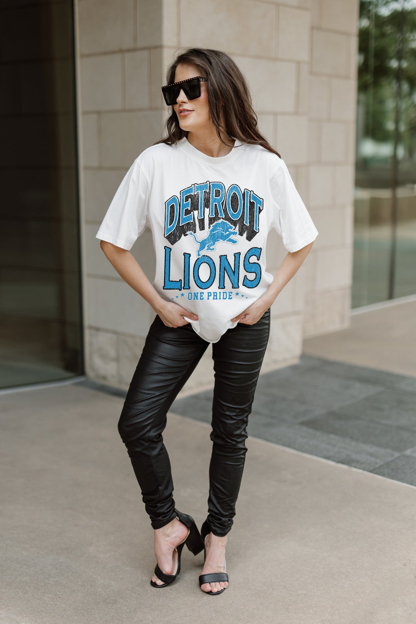 DETROIT LIONS SHAKEDOWN OVERSIZED CREWNECK TEE