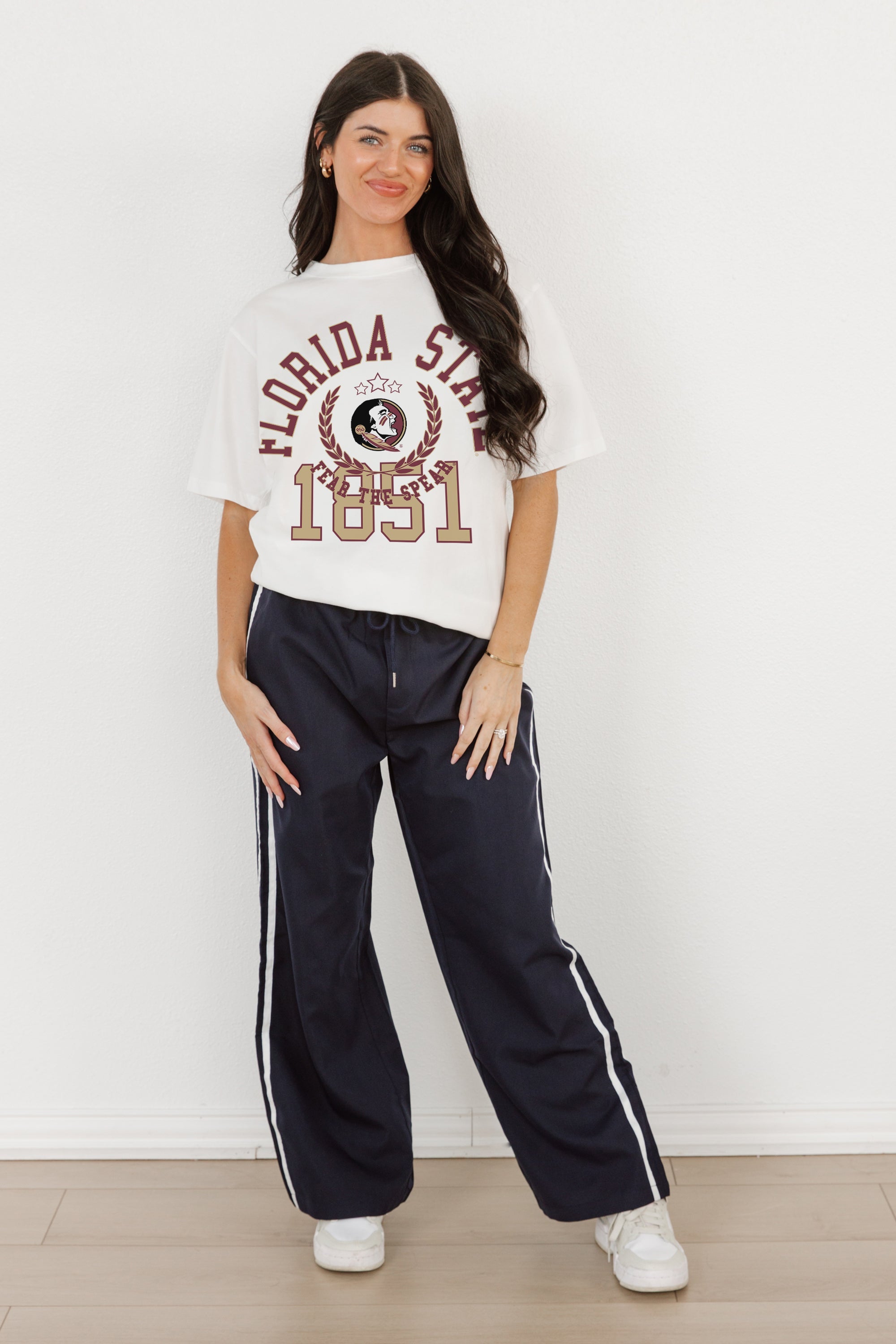 FLORIDA STATE SEMINOLES GO FOR TWO OVERSIZED CREWNECK TEE BY MADI PREWETT TROUTT