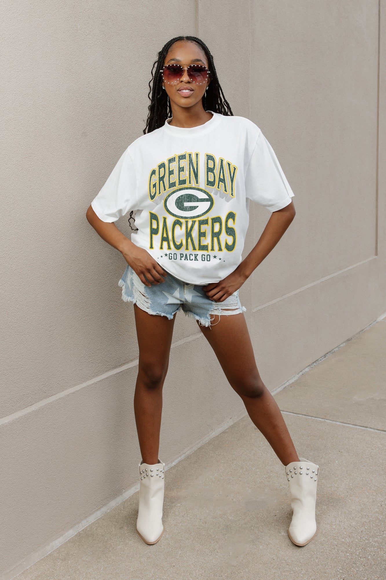 GREEN BAY PACKERS SHAKEDOWN OVERSIZED CREWNECK TEE