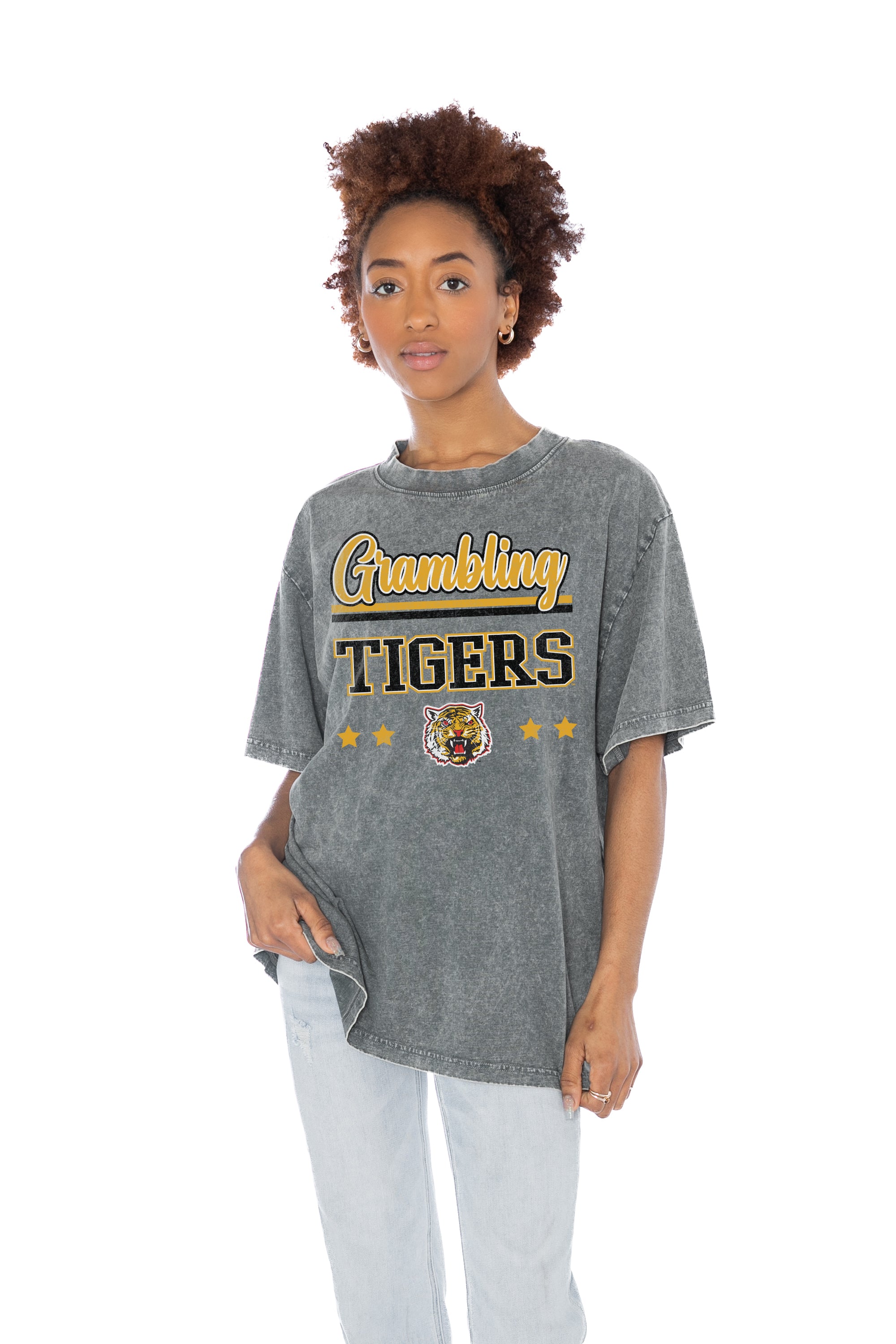 Women's Gameday Couture Gray Air Force Falcons Here to Play Oversized T-Shirt Size: Extra Large