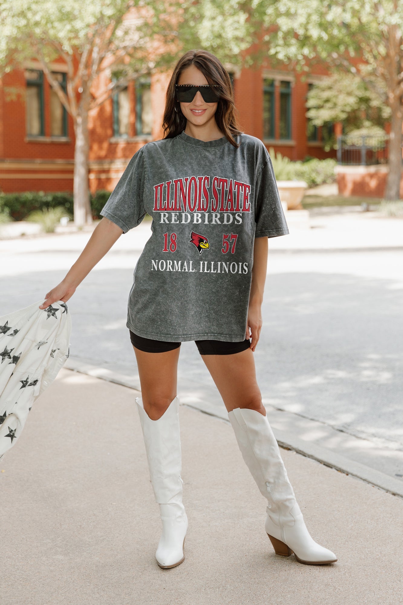 ILLINOIS STATE REDBIRDS THROWBACK OVERSIZED CREWNECK TEE