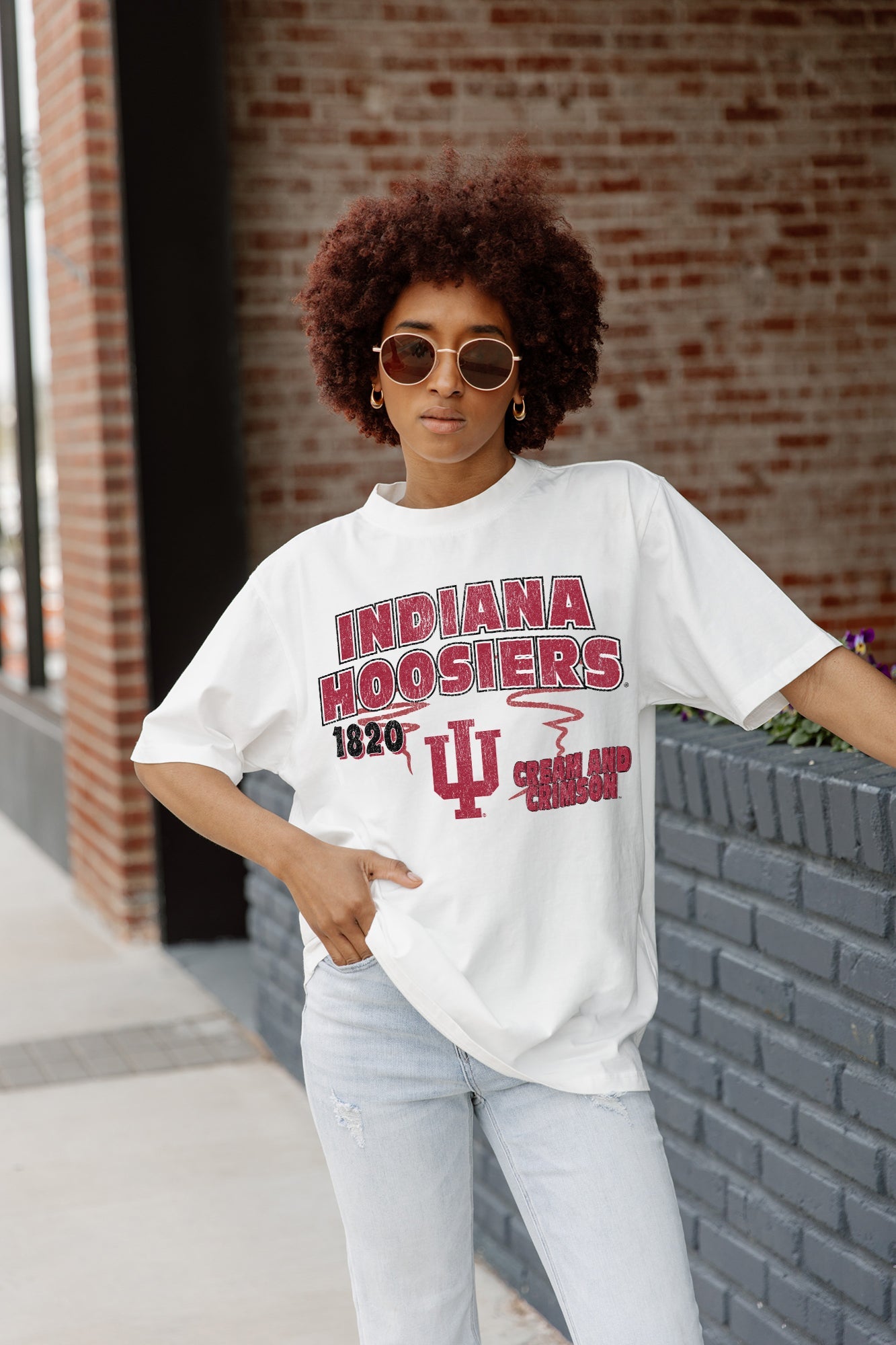 INDIANA HOOSIERS IN THE LEAD OVERSIZED CREWNECK TEE