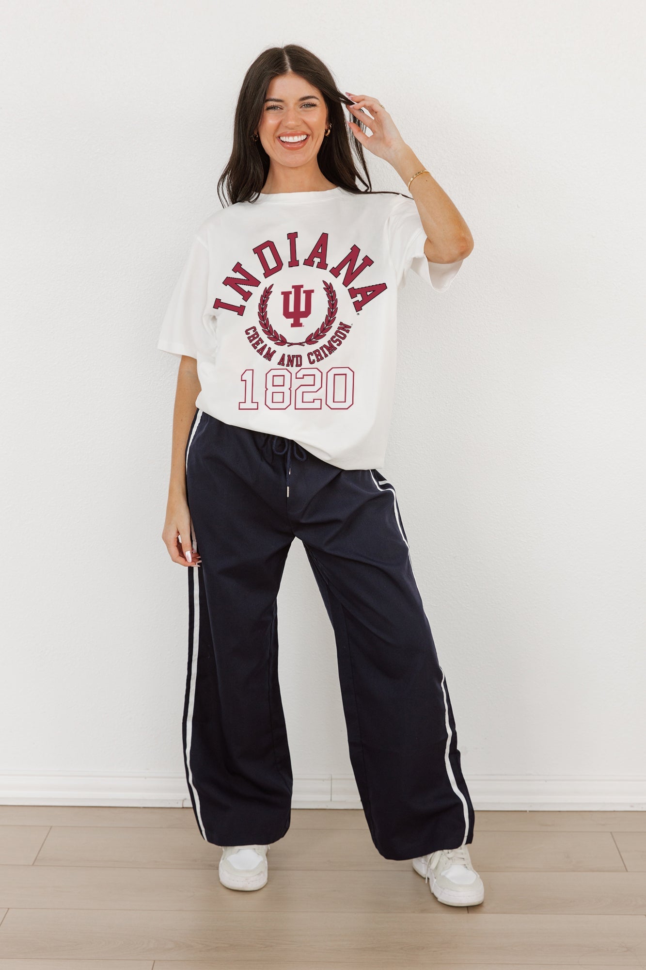 INDIANA HOOSIERS GO FOR TWO OVERSIZED CREWNECK TEE BY MADI PREWETT TROUTT