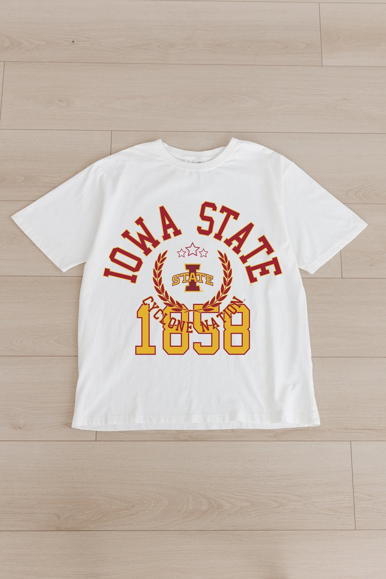 IOWA STATE CYCLONES GO FOR TWO OVERSIZED CREWNECK TEE BY MADI PREWETT TROUTT