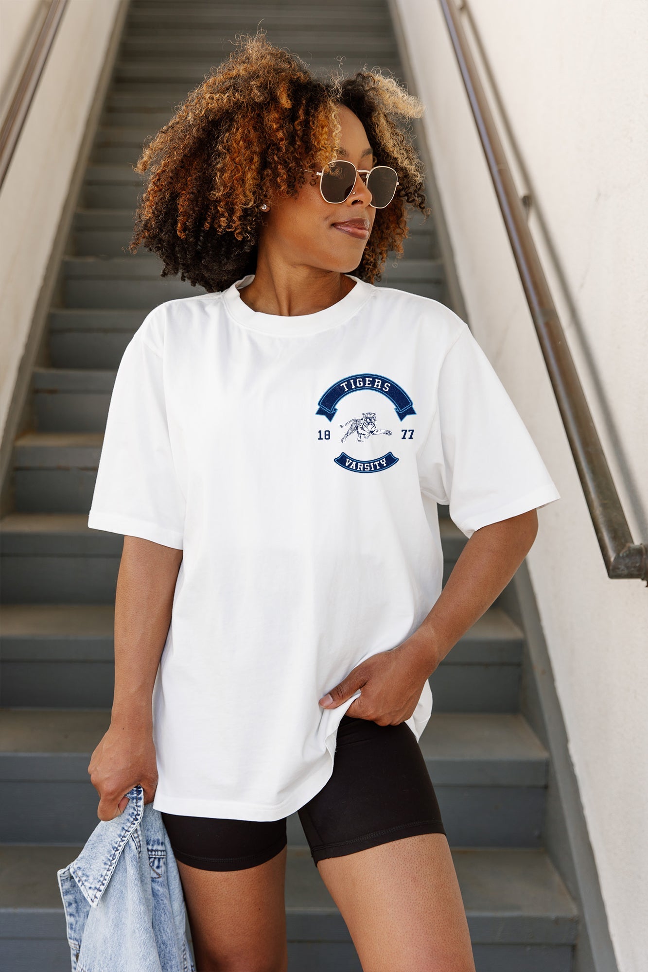 JACKSON STATE TIGERS OUT OF BOUNDS OVERSIZED CREWNECK TEE