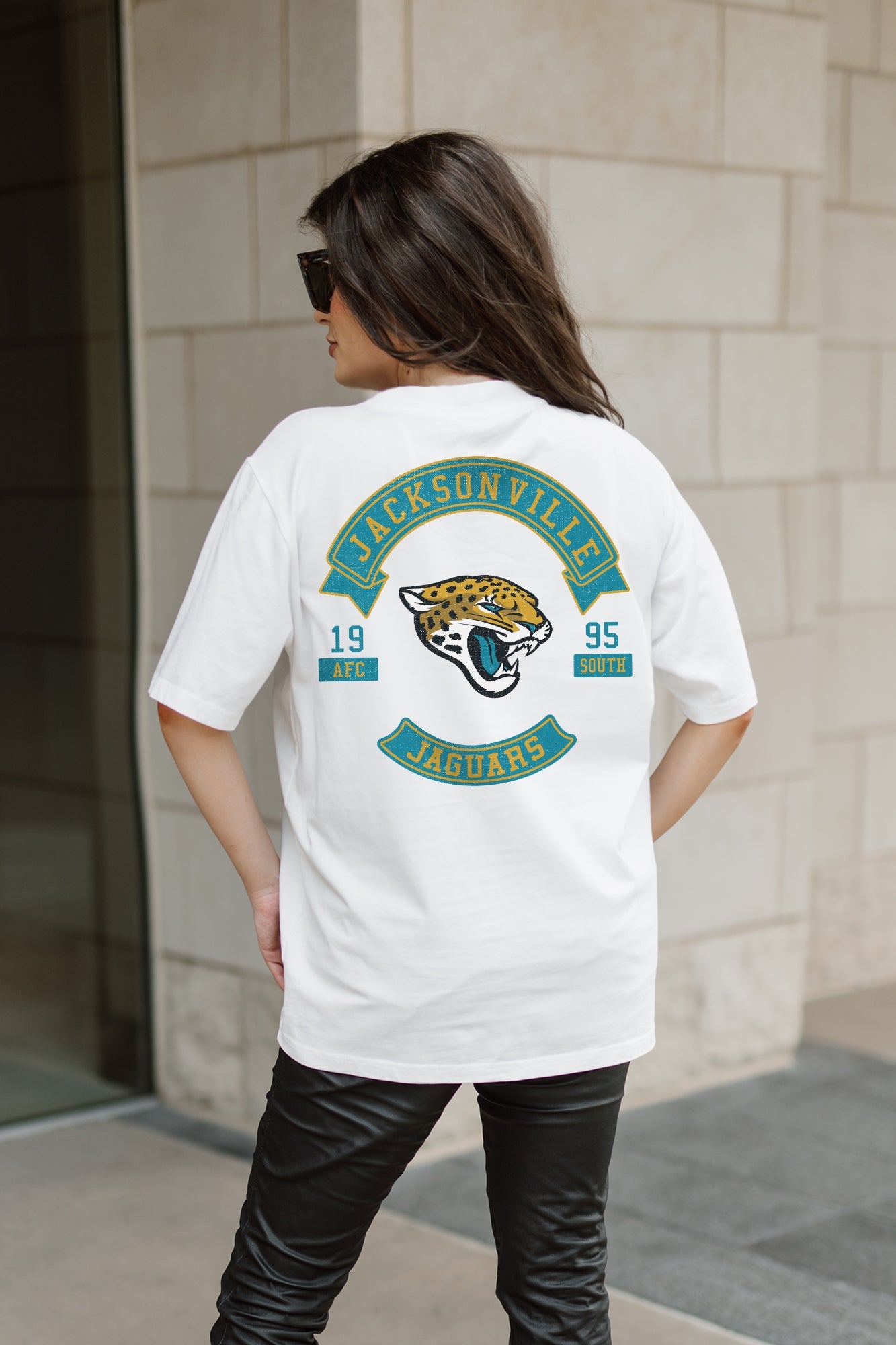 JACKSONVILLE JAGUARS OUT OF BOUNDS OVERSIZED CREWNECK TEE