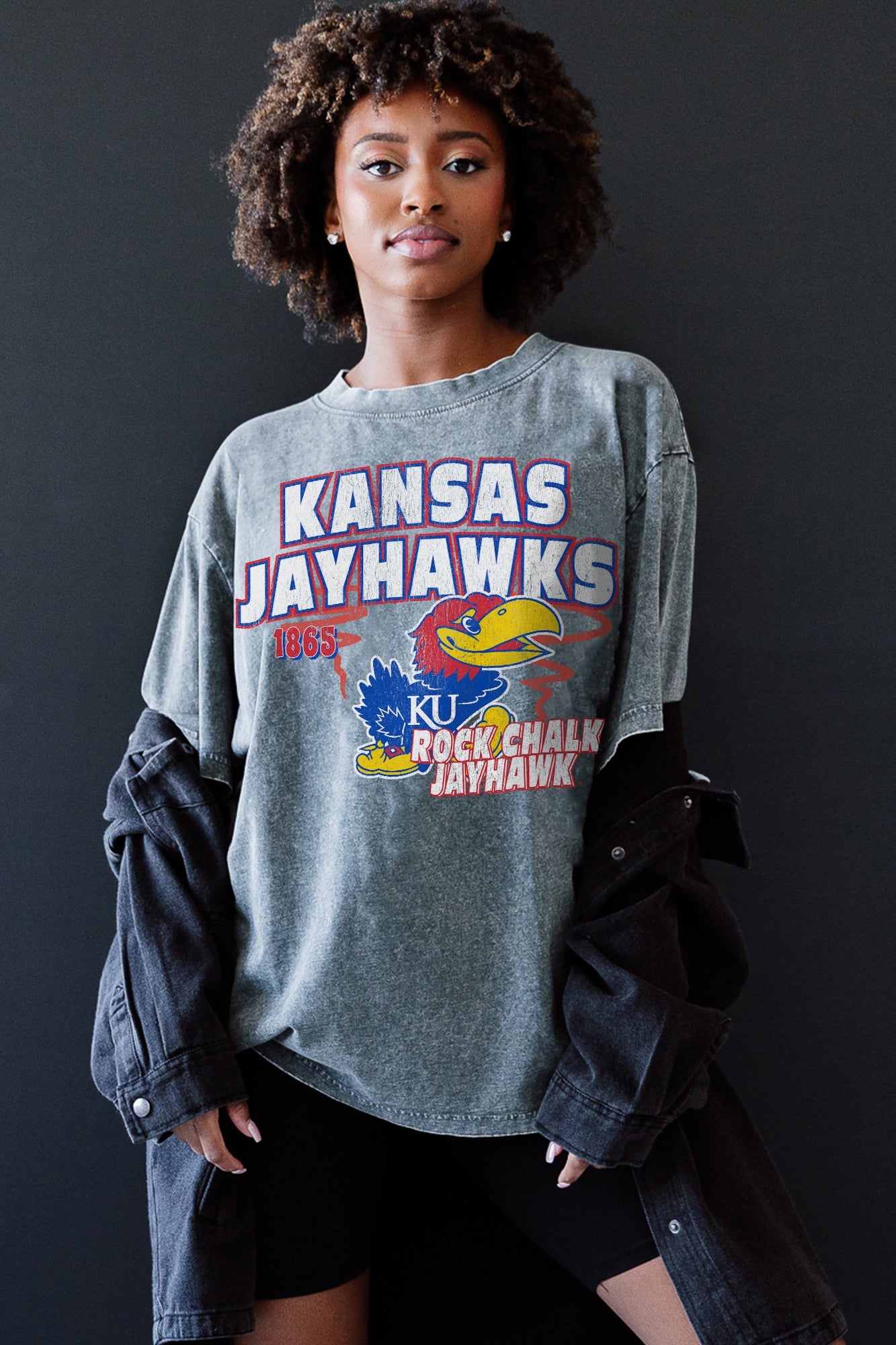 KANSAS JAYHAWKS KEEP THE LEAD OVERSIZED CREWNECK TEE