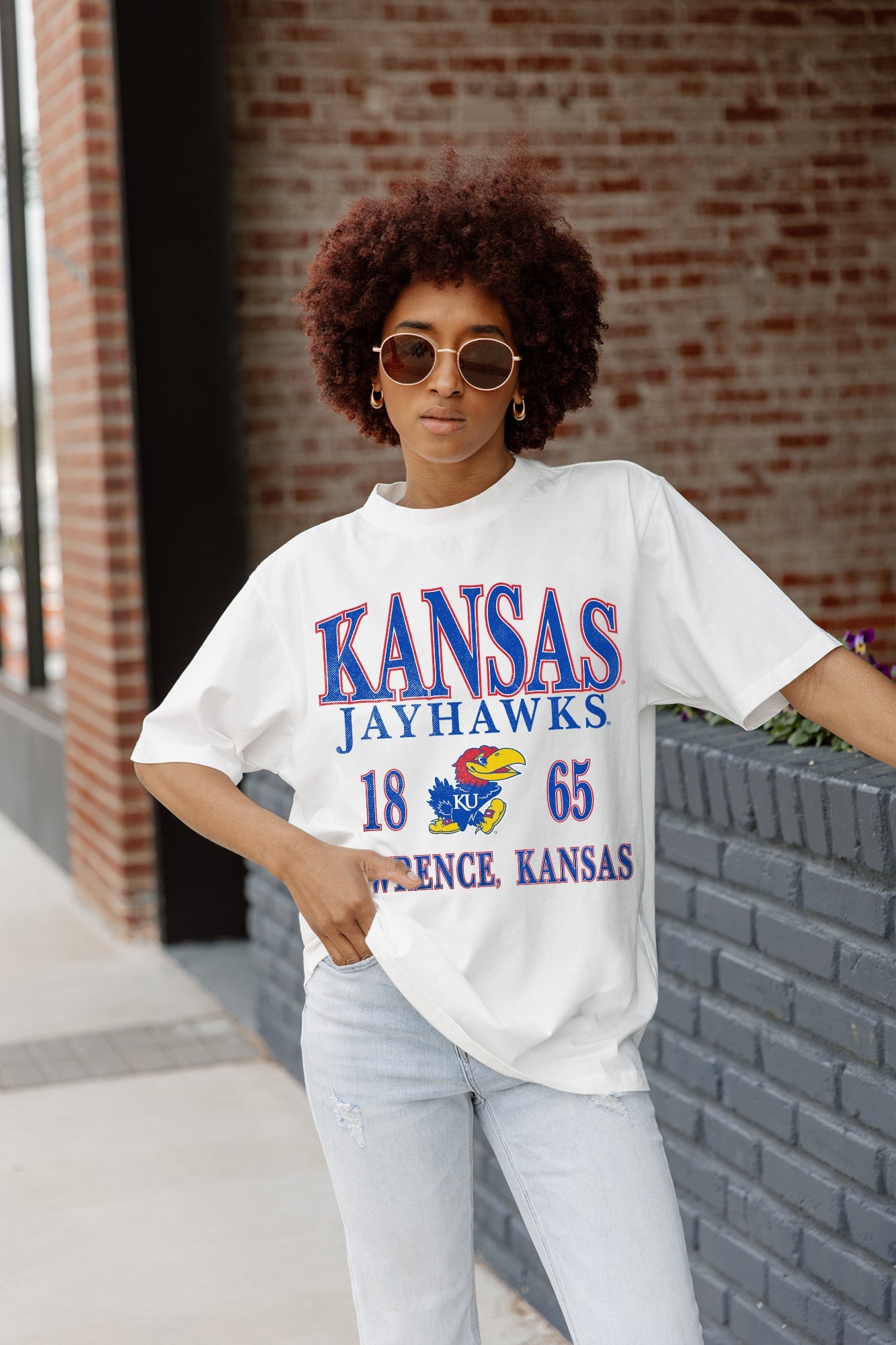 KANSAS JAYHAWKS UNITY OVERSIZED CREWNECK TEE