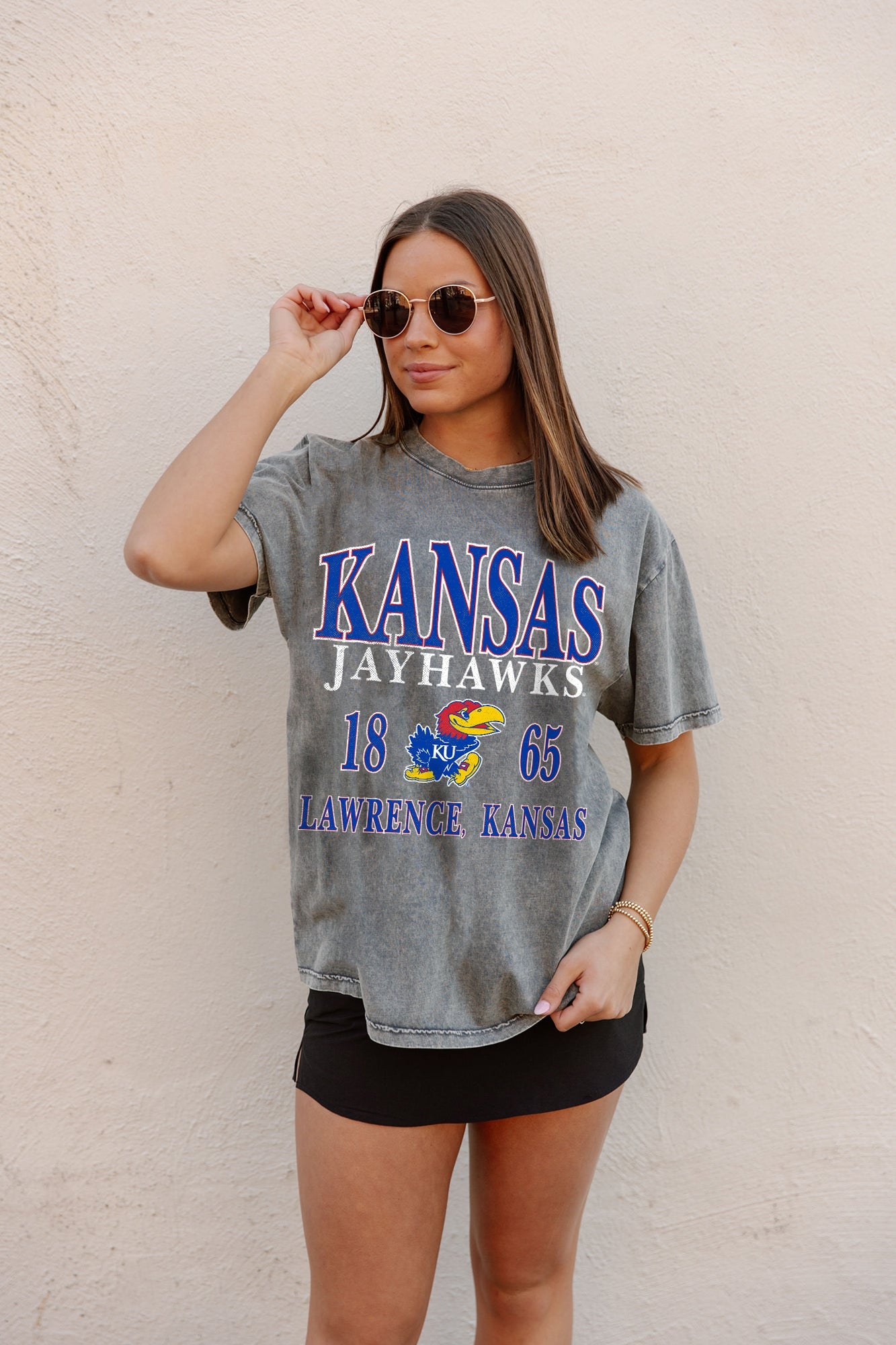 KANSAS JAYHAWKS DYNASTY OVERSIZED CREWNECK TEE