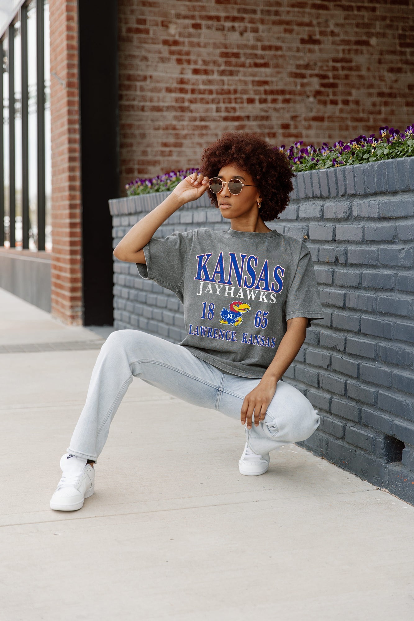 KANSAS JAYHAWKS DYNASTY OVERSIZED CREWNECK TEE